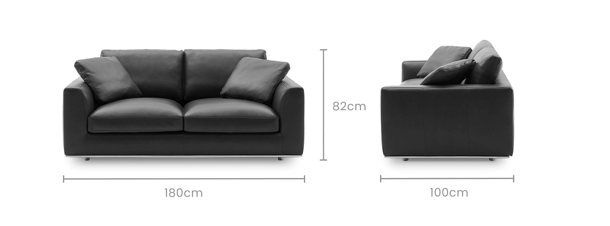 dimension of Hamilton Leather 2 Seater Sofa
