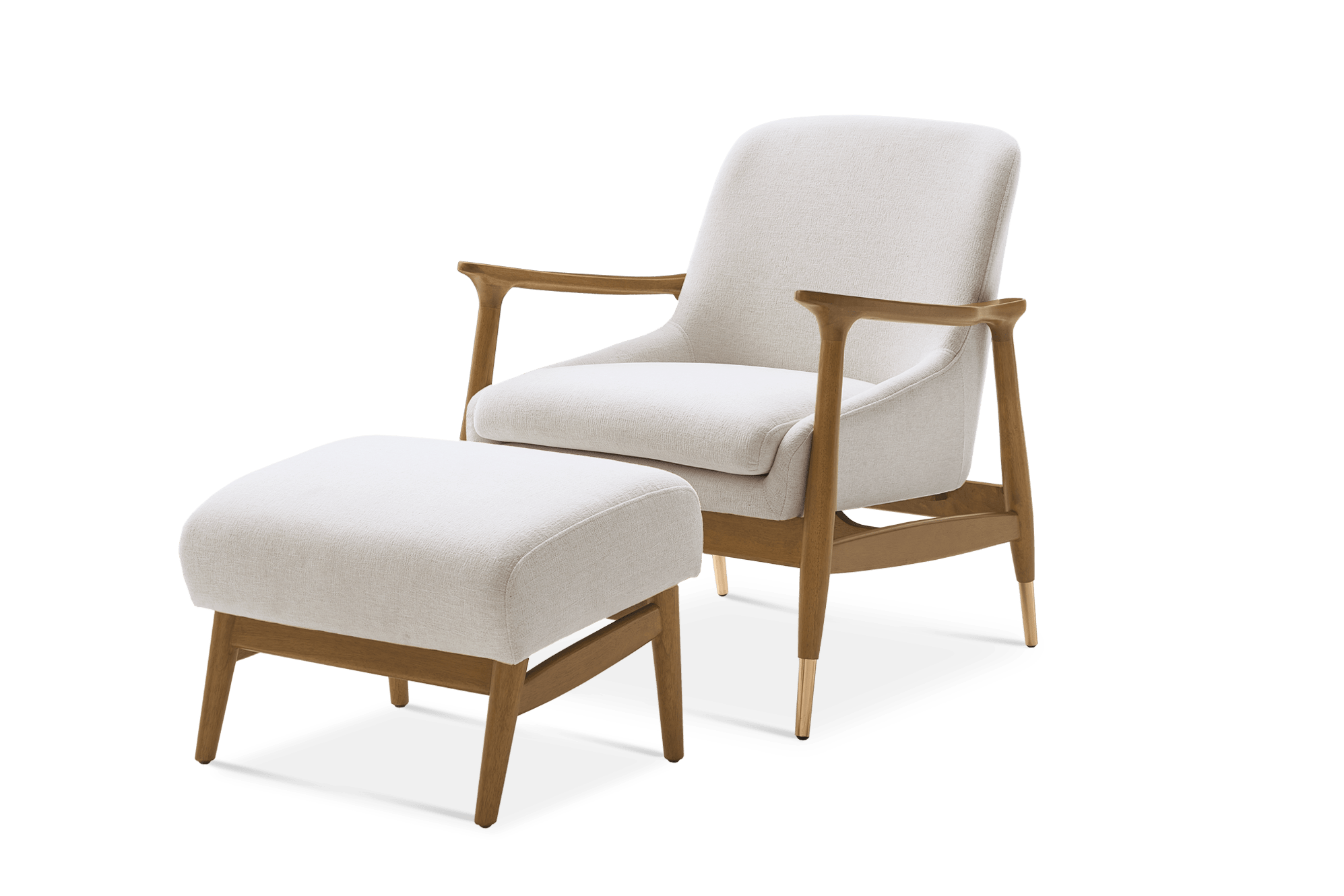 Desmond Armchair with Ottoman, (Performance Anderson) Cream