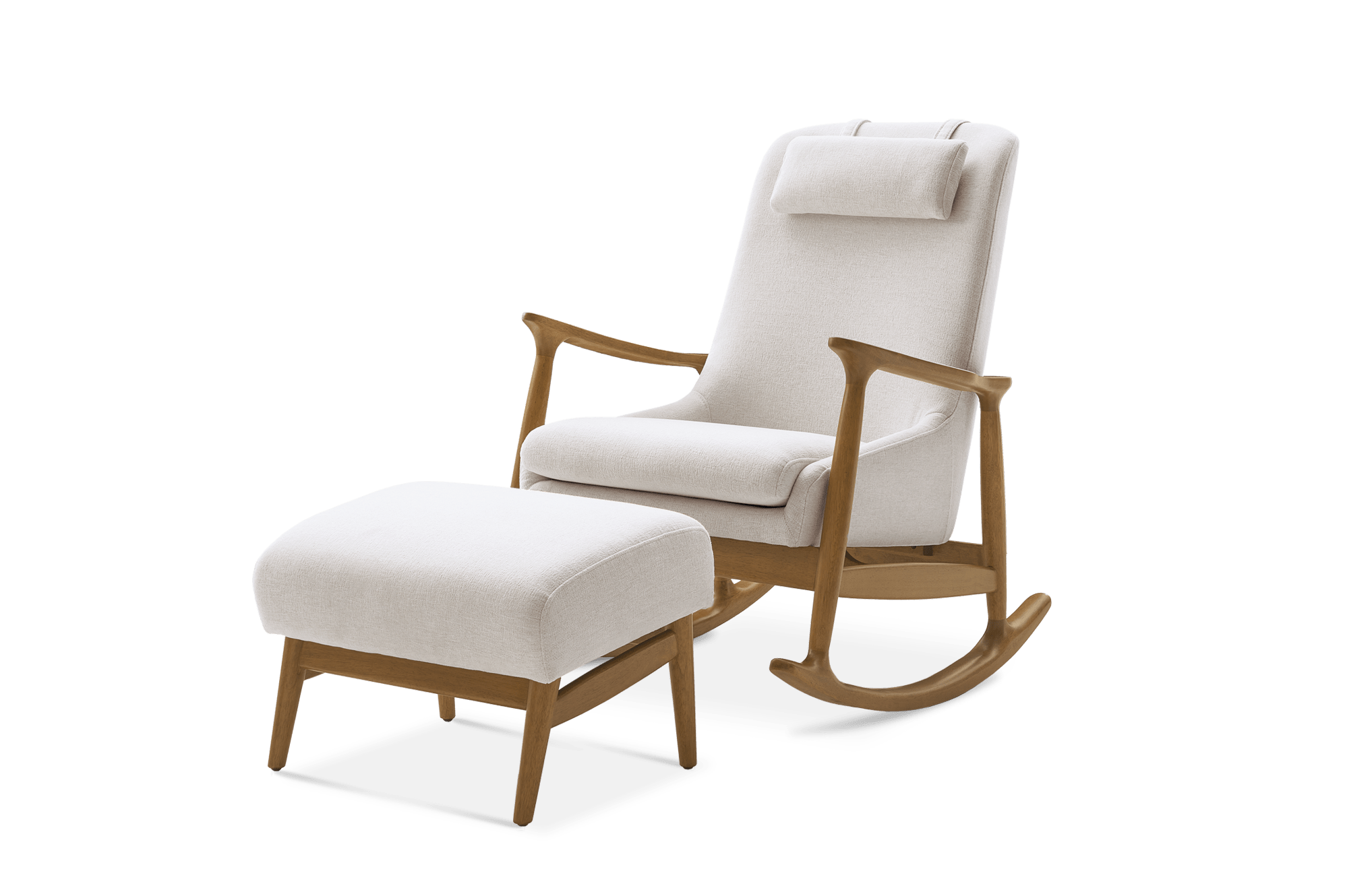 Desmond Rocking Armchair with Ottoman, (Performance Anderson) Cream