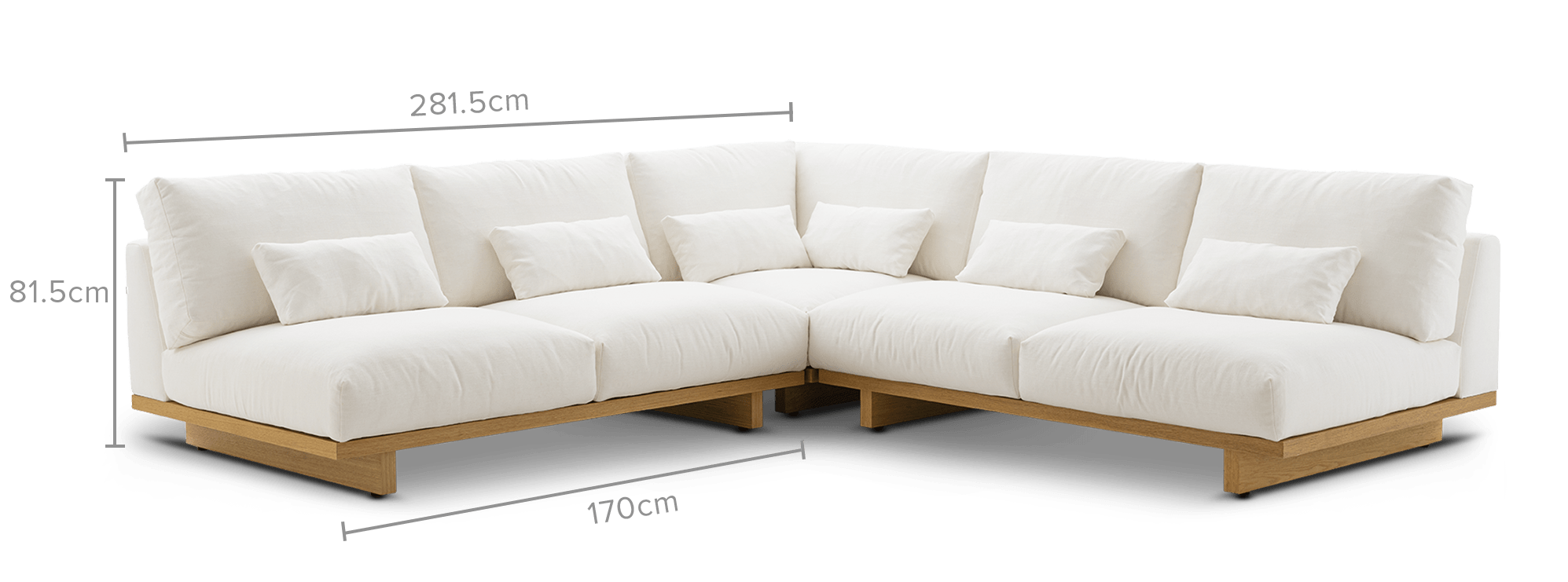 dimension of Mori Performance Fabric Armless L-Shape Sectional Sofa