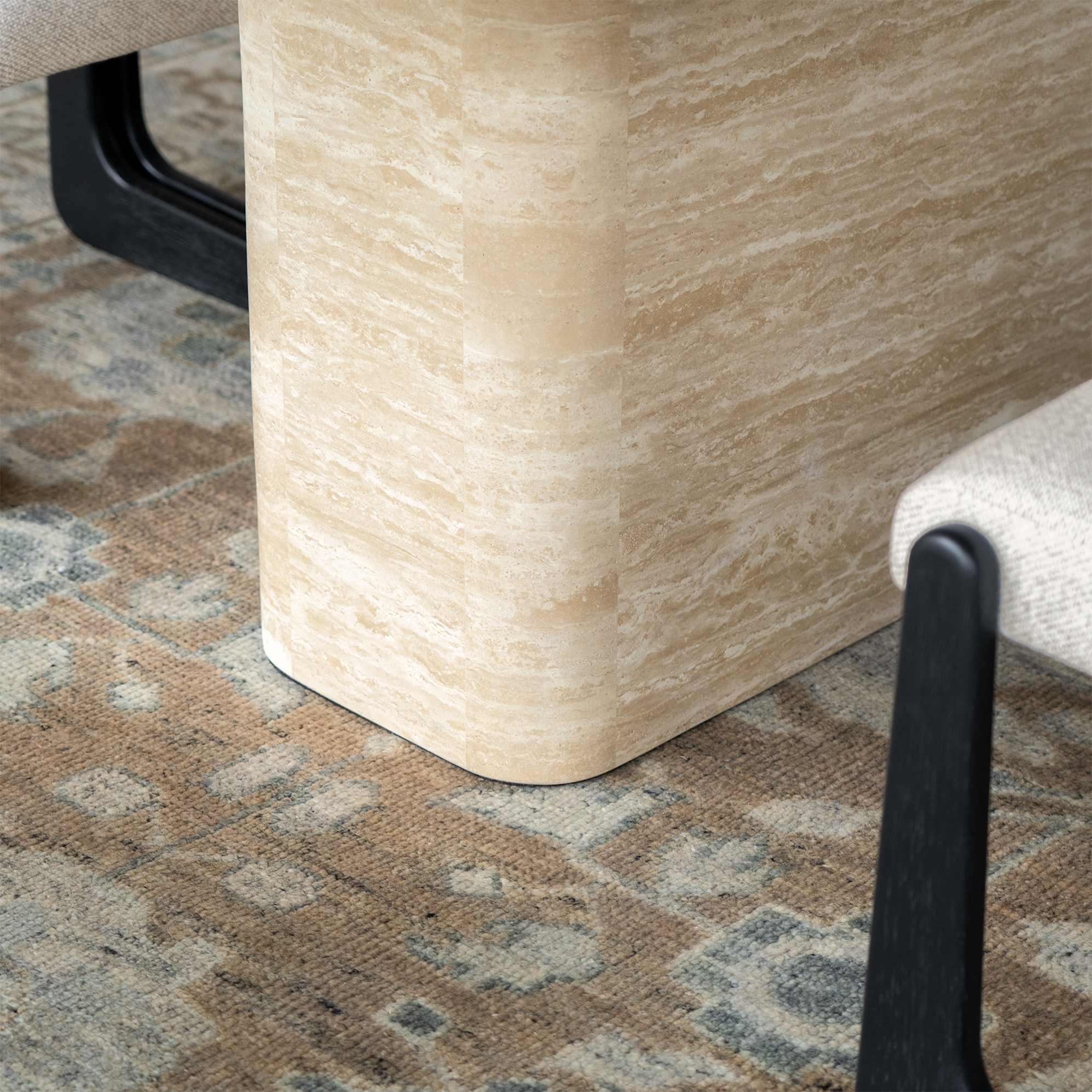 Belmont Travertine Rectangular Dining Table 4