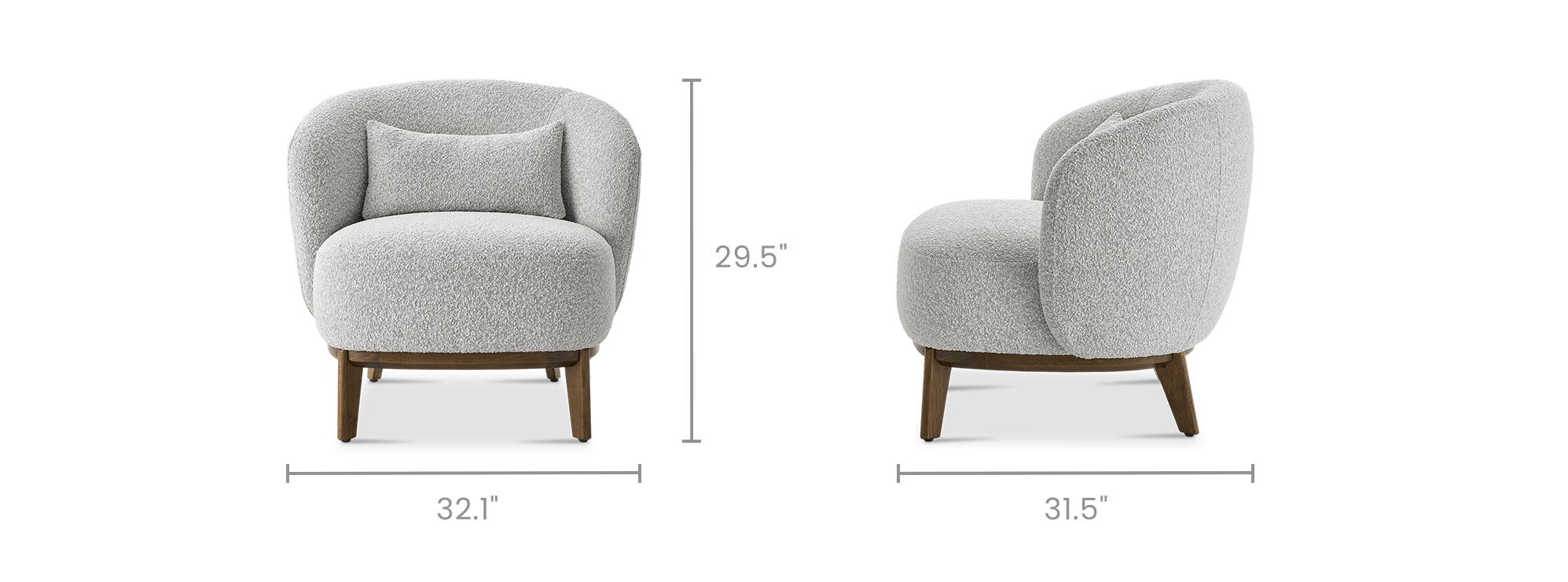 dimension of Avery Performance Bouclé Armchair