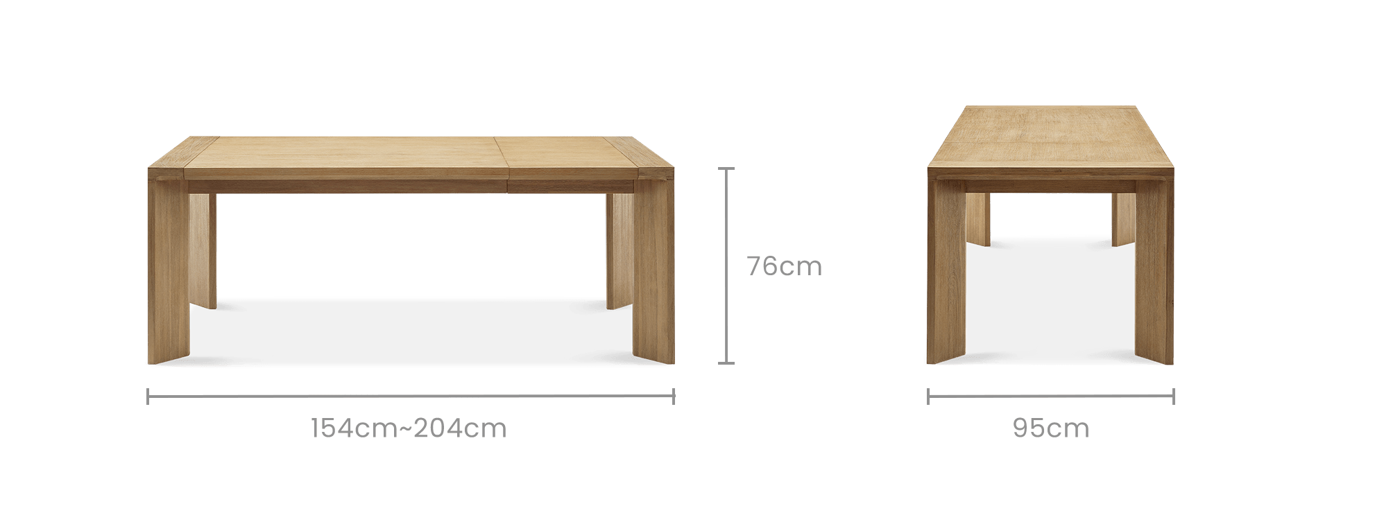 dimension of Casa Extendable Dining Table, 154-204cm