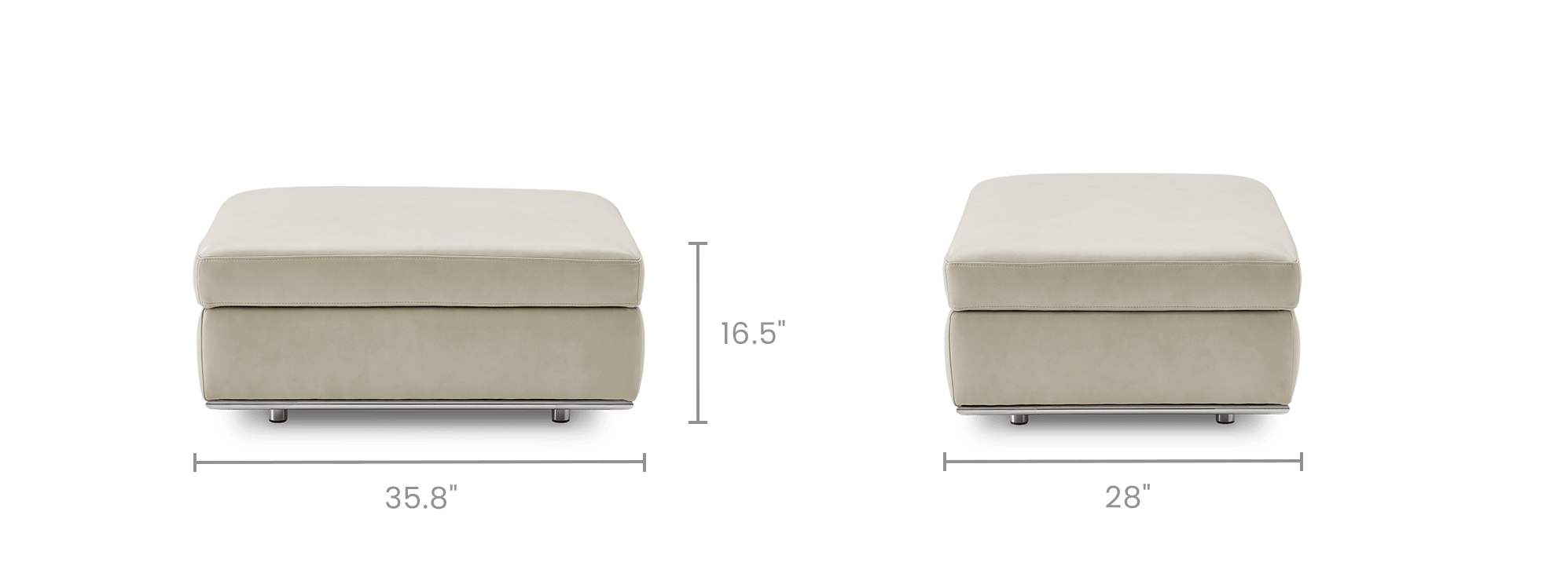 dimension of Hamilton Leather Storage Ottoman