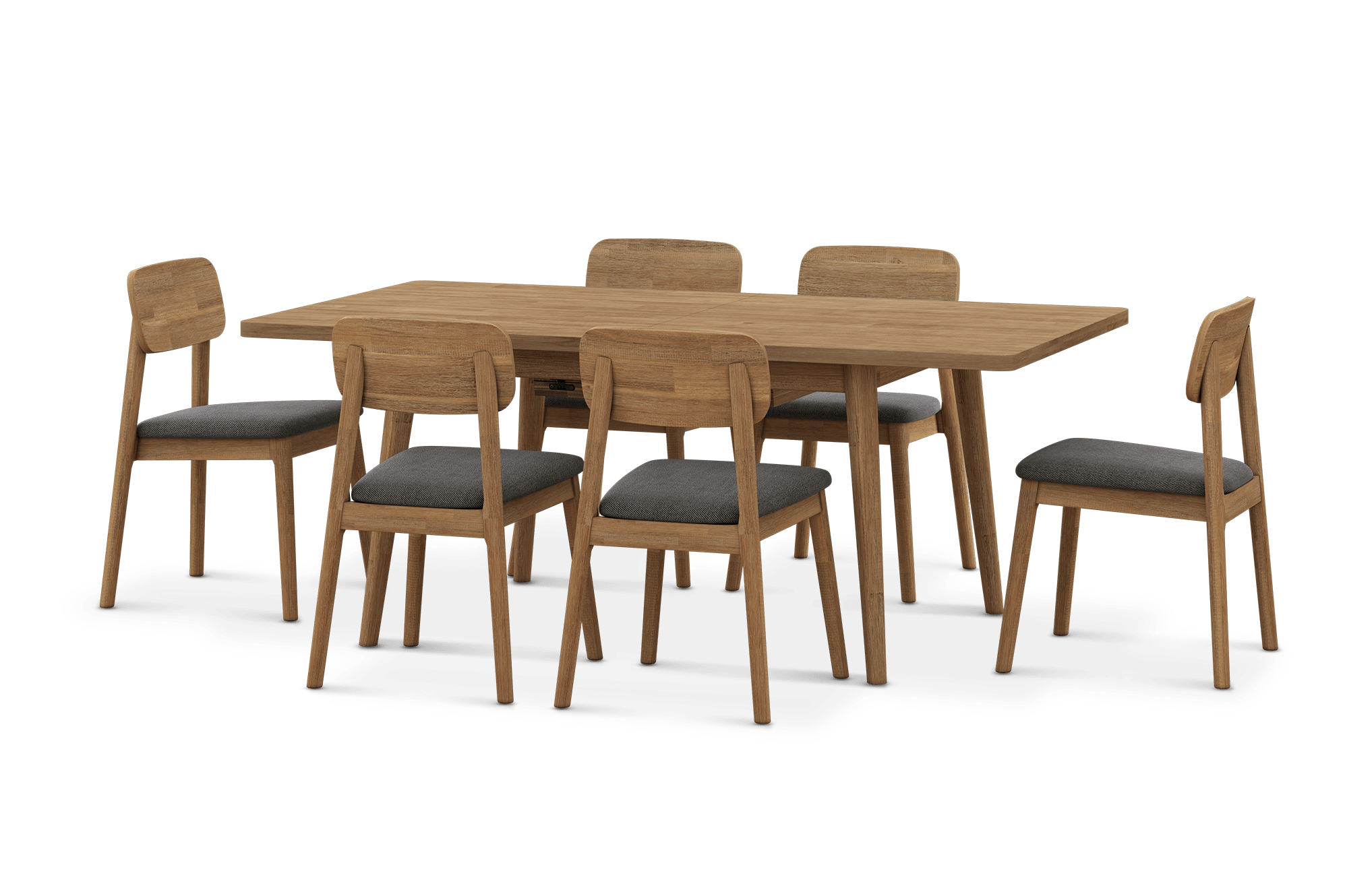 Seb Extendable Dining Table 74.8" with 6 Fabric Chairs, (Performance Twill) Slate