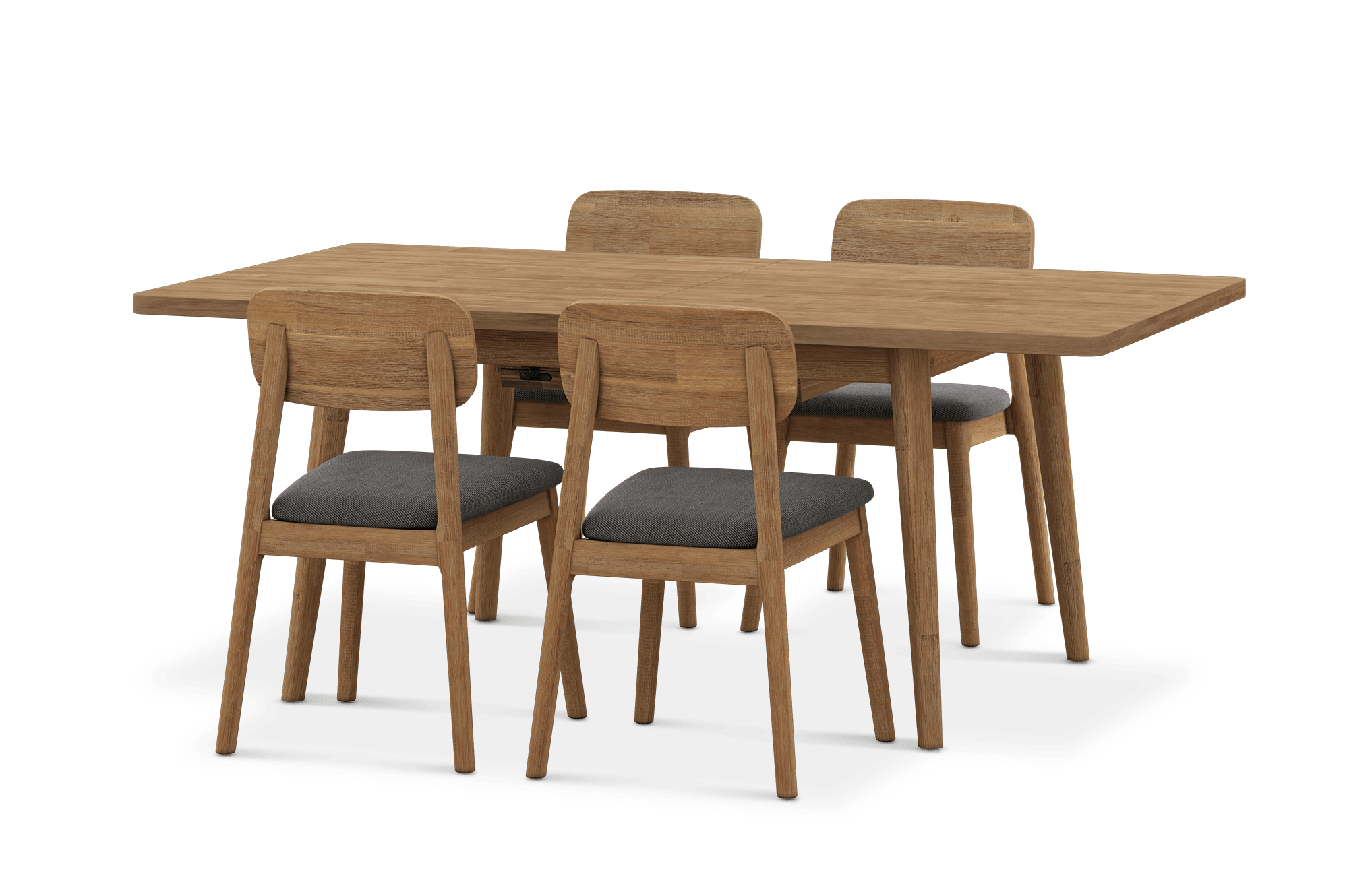 Seb Extendable Dining Table 74.8" with 4 Fabric Chairs, (Performance Twill) Slate