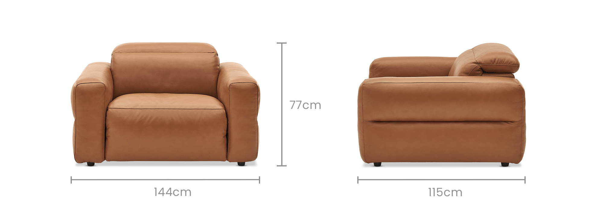 dimension of Jaron Leather Recliner Armchair