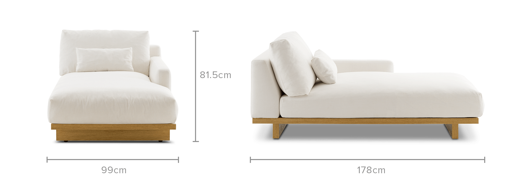 dimension of Mori Performance Fabric Right Chaise Sofa