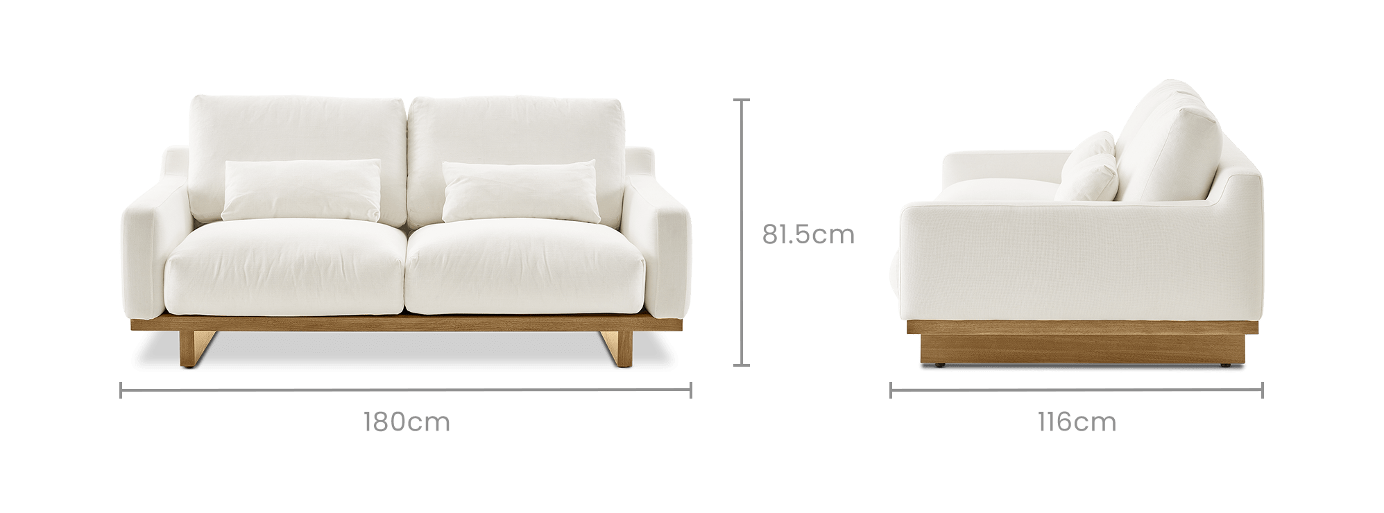 dimension of Mori Performance Fabric 2 Seater Sofa