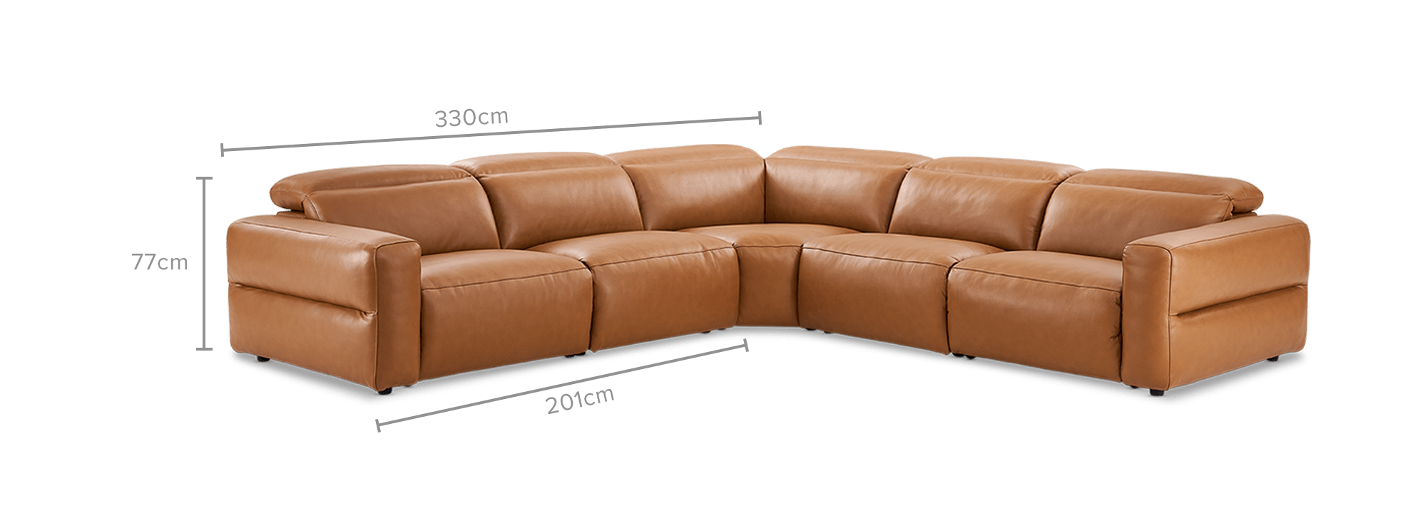 dimension of Jaron Leather Recliner L-Shaped Sofa