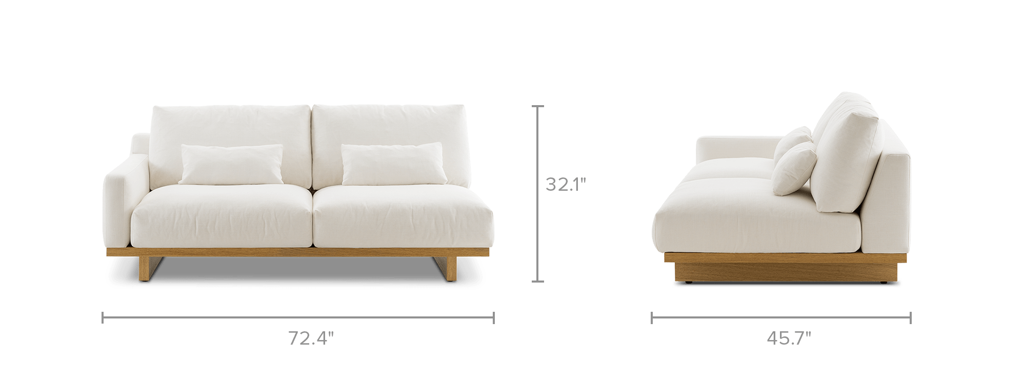 dimension of Mori Performance Fabric Single Arm 2 Seater Sofa