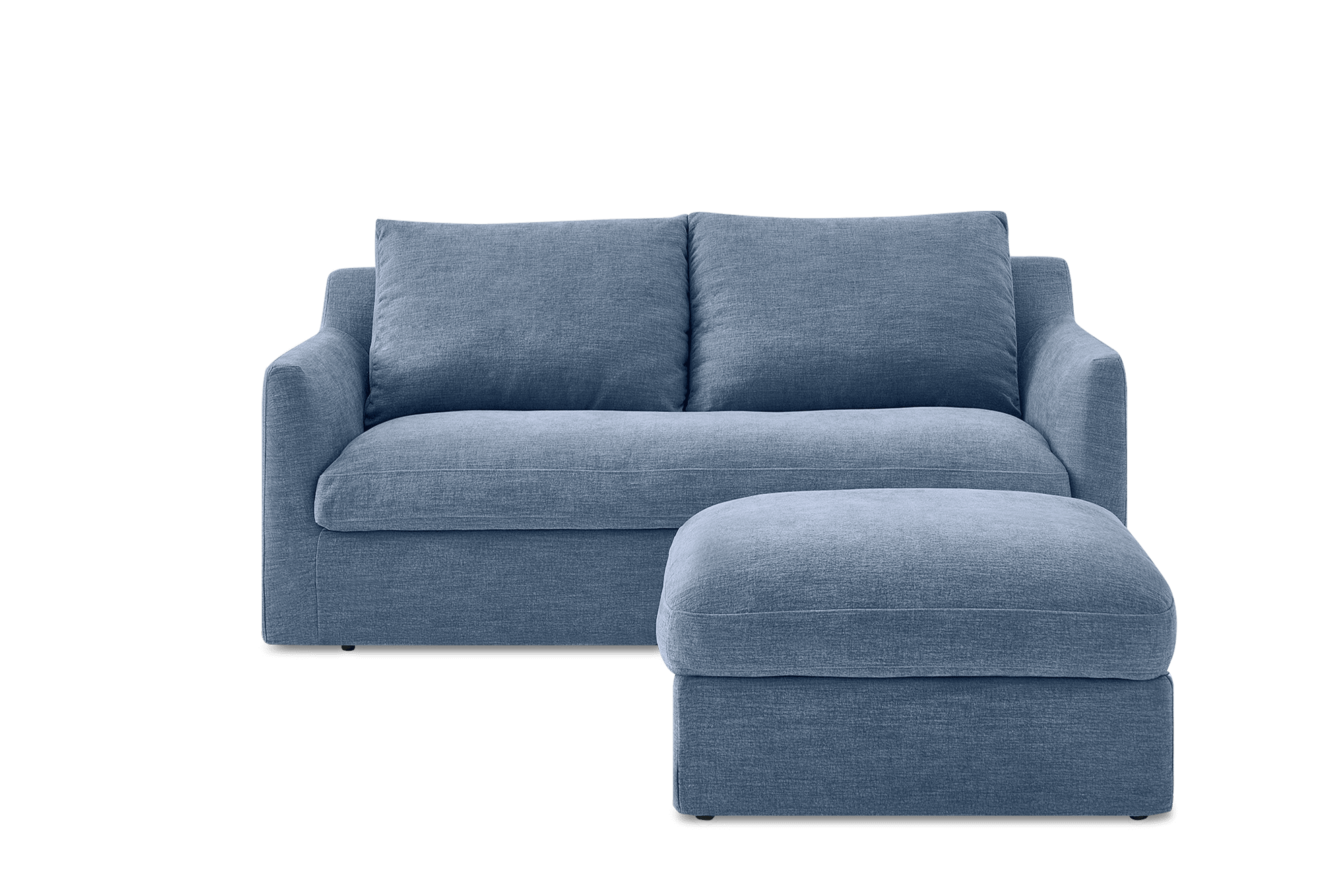 Agnes Slipcover Storage Loveseat with Ottoman, (Sadie) Dusty Blue