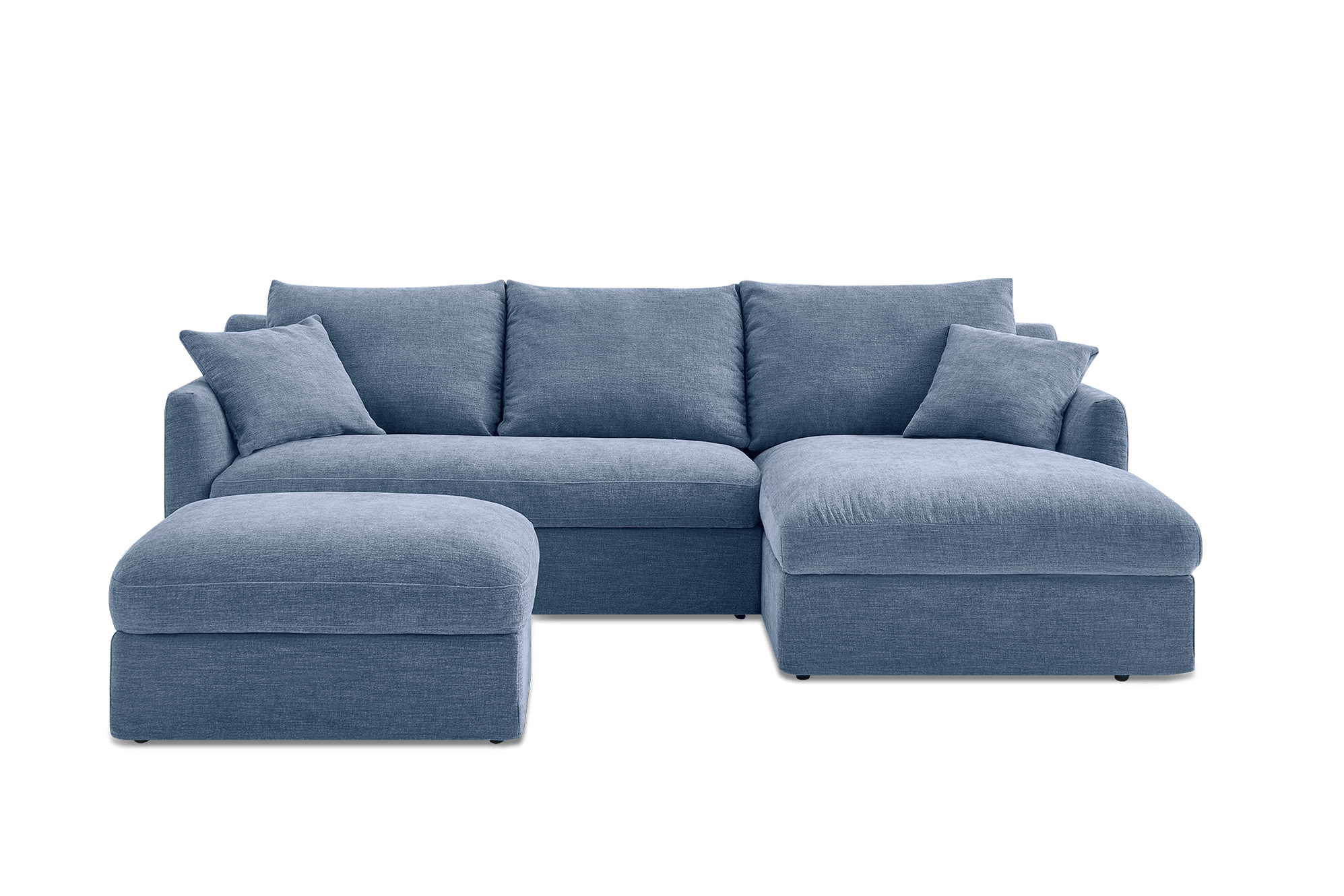 Agnes Slipcover Storage Chaise Sectional Sofa Right Facing with Ottoman, (Sadie) Dusty Blue