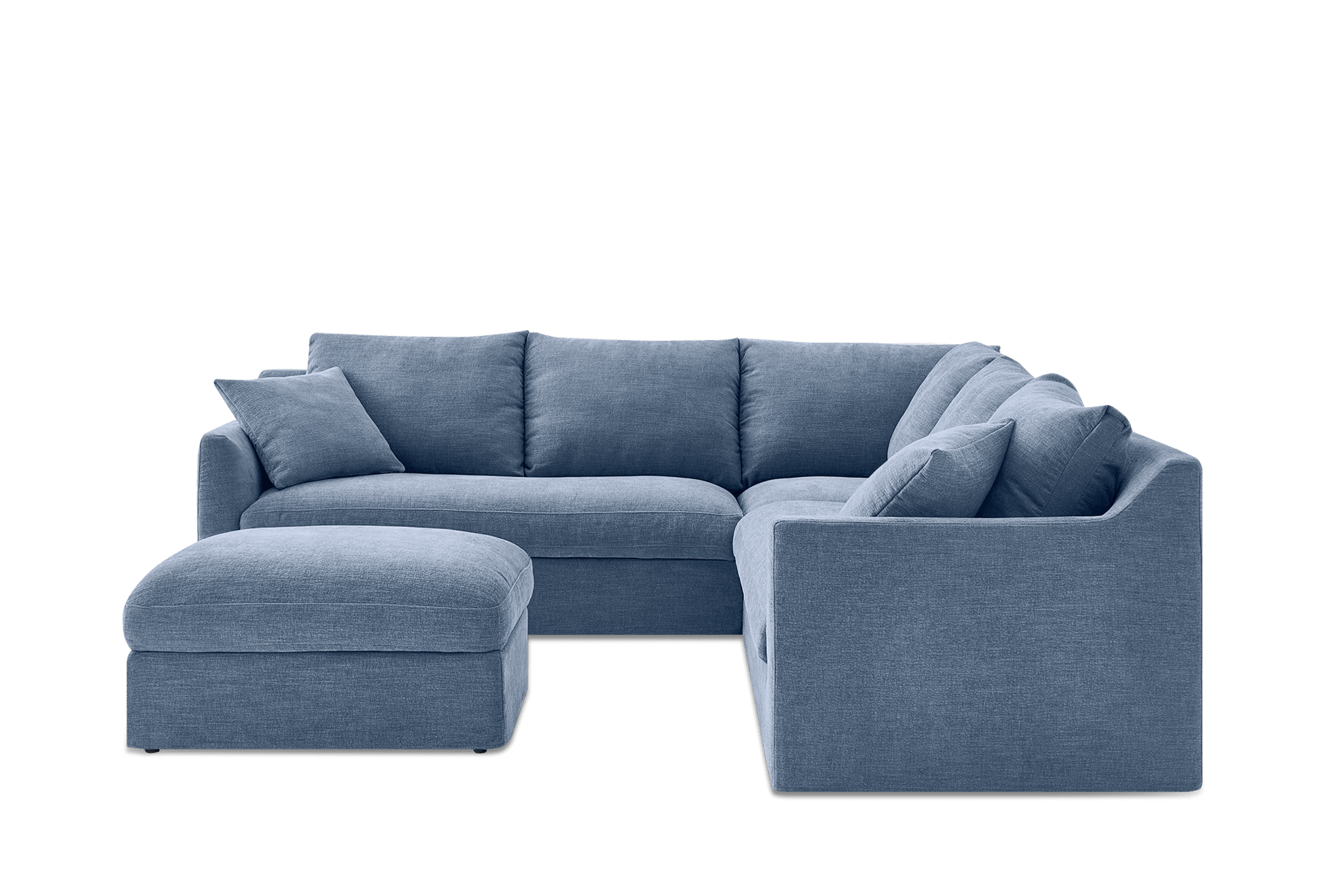 Agnes Slipcover Storage L-Shaped Sectional Sofa with Ottoman, (Sadie) Dusty Blue