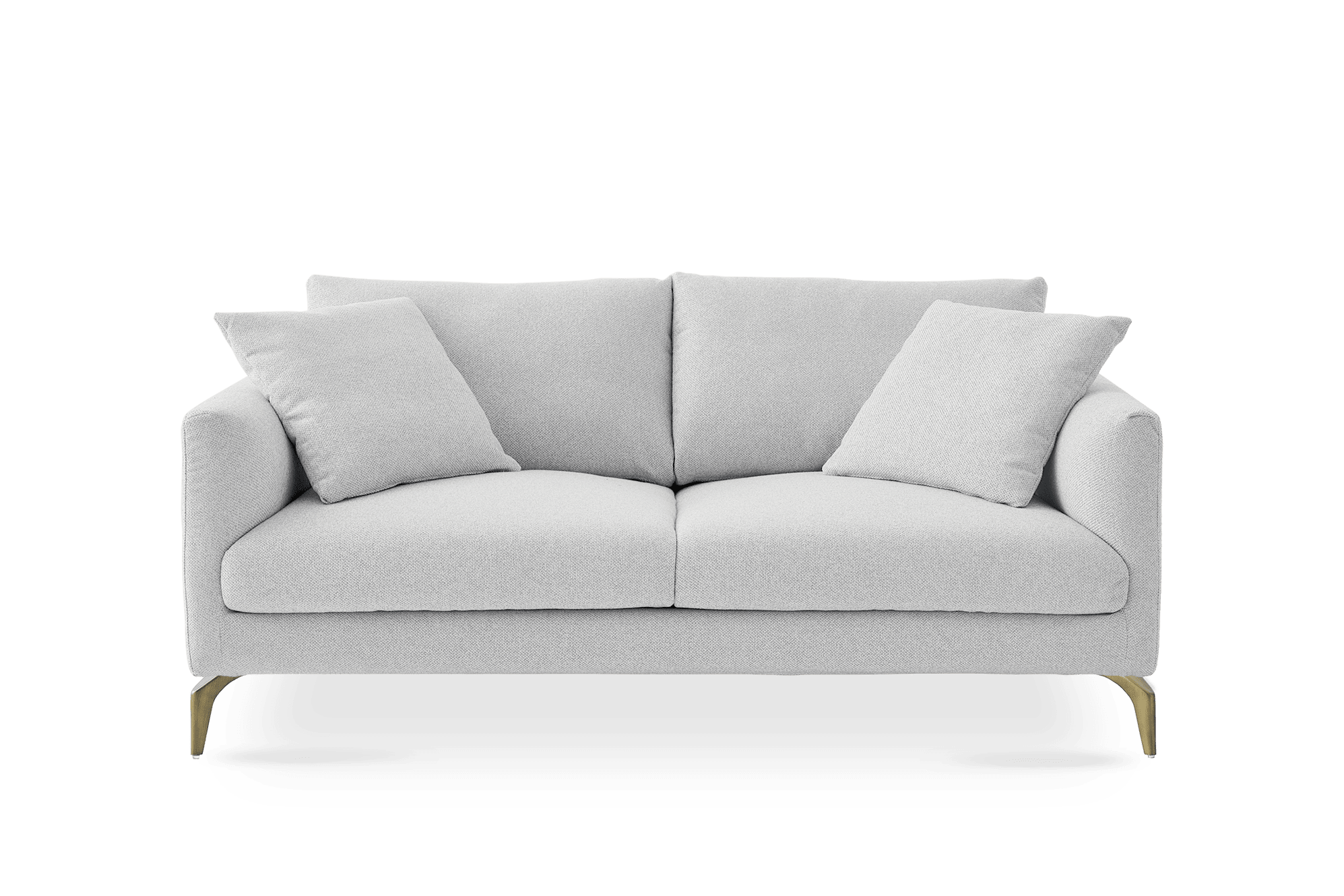 Lena 2 Seater Sofa, (Performance Hugo) Greige (Brass Legs)
