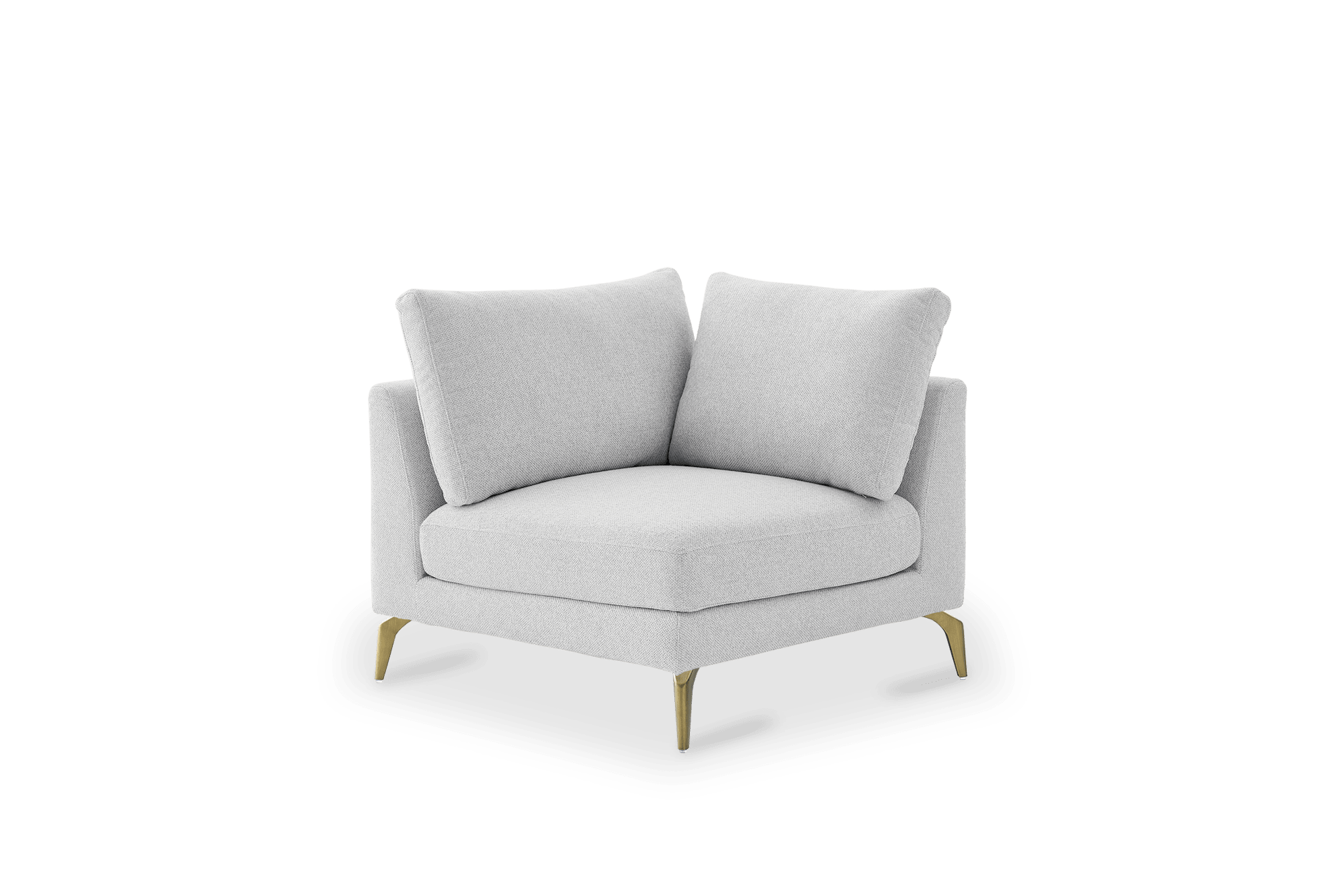 Lena Corner Sofa, (Performance Hugo) Greige (Brass Legs)