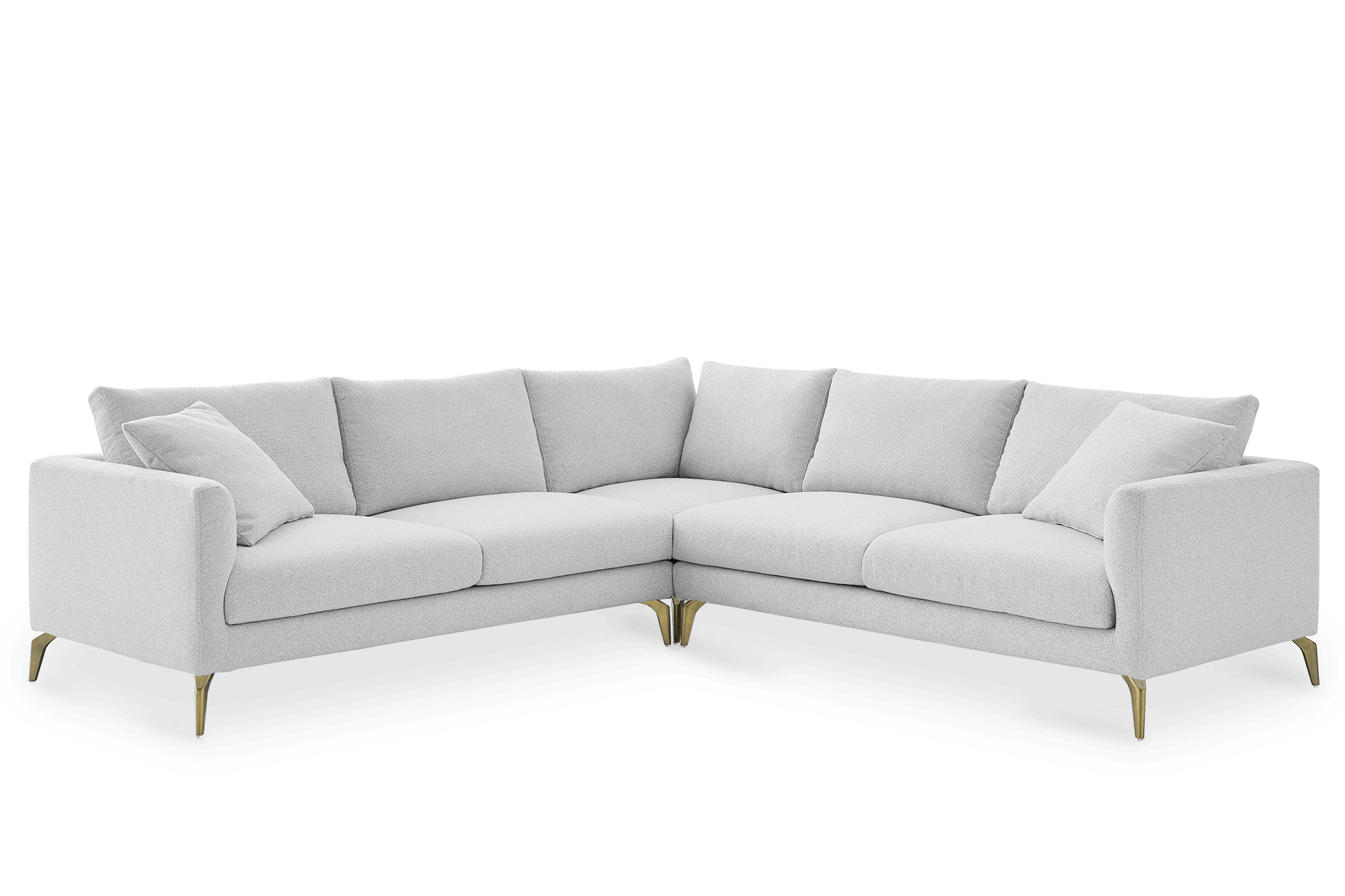 Lena L-Shaped Sectional Sofa, (Performance Hugo) Greige (Brass Legs)