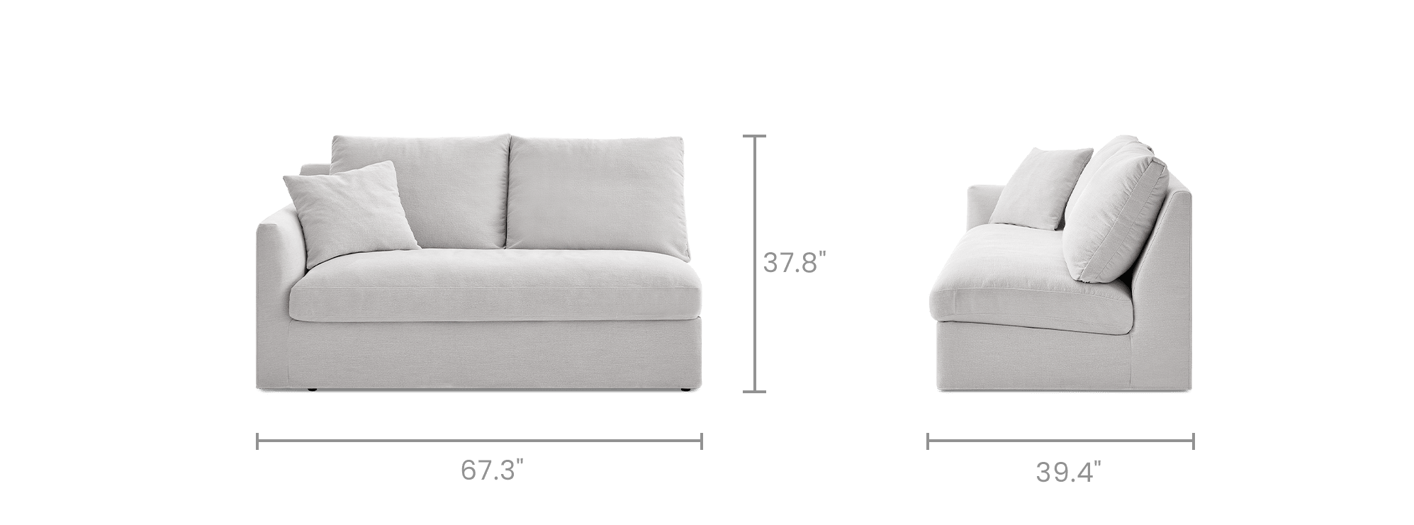 dimension of Agnes Slipcover Storage Left Arm 2 Seater Sofa