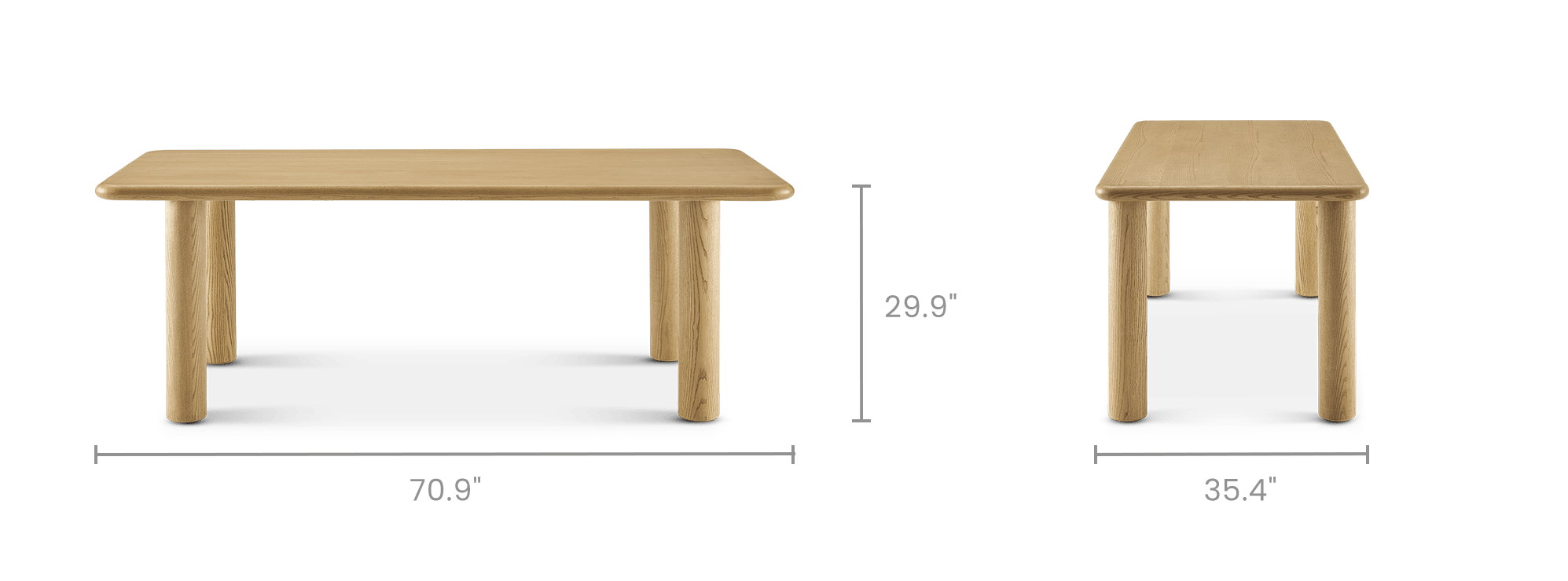dimension of Ashen Dining Table