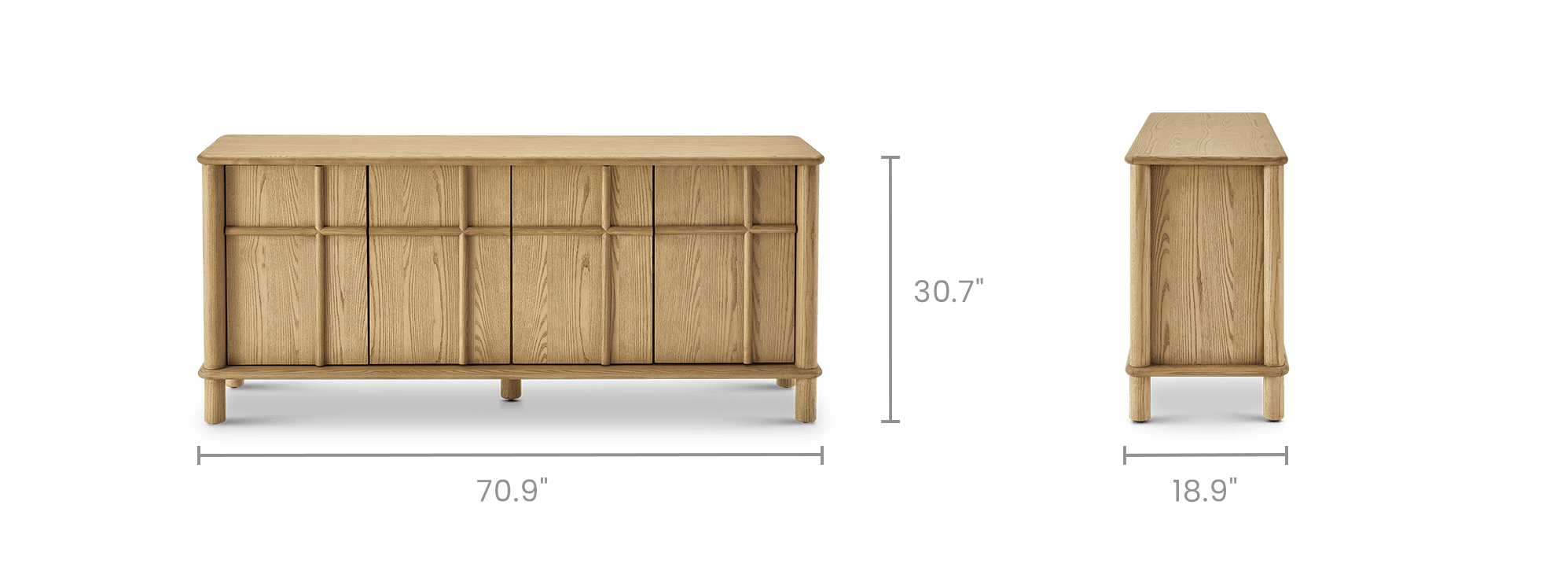 dimension of Ashen Wood Sideboard