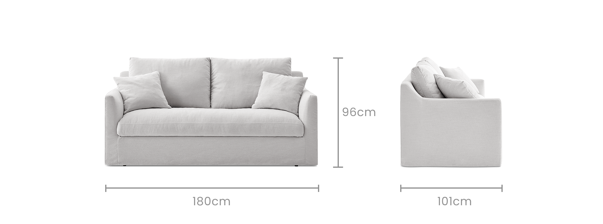 dimension of Agnes Slipcover Storage 2 Seater Sofa