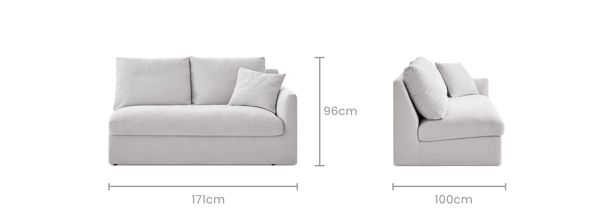 dimension of Agnes Slipcover Storage Right Arm 2 Seater Sofa