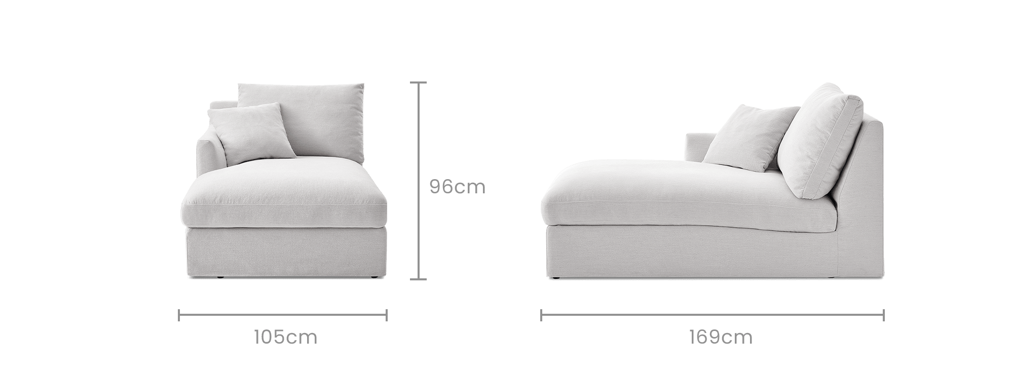 dimension of Agnes Slipcover Storage Left Chaise