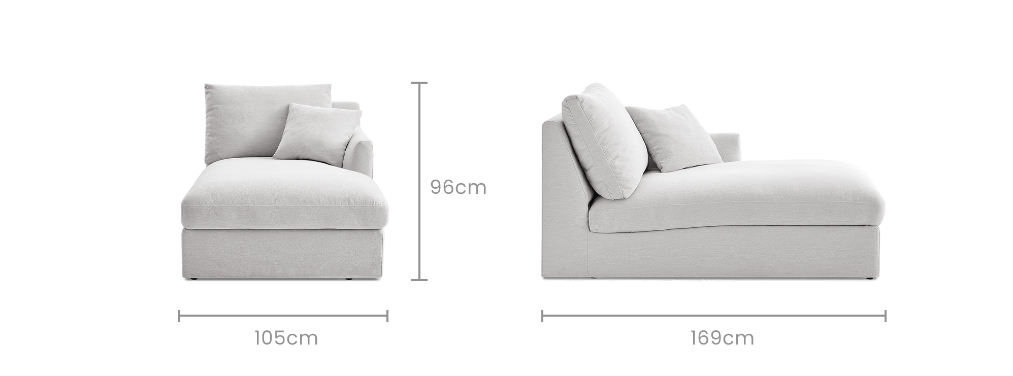 dimension of Agnes Slipcover Storage Right Chaise