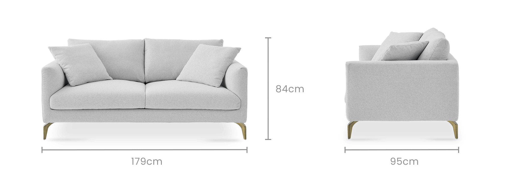 dimension of Lena Performance Fabric 2 Seater Sofa