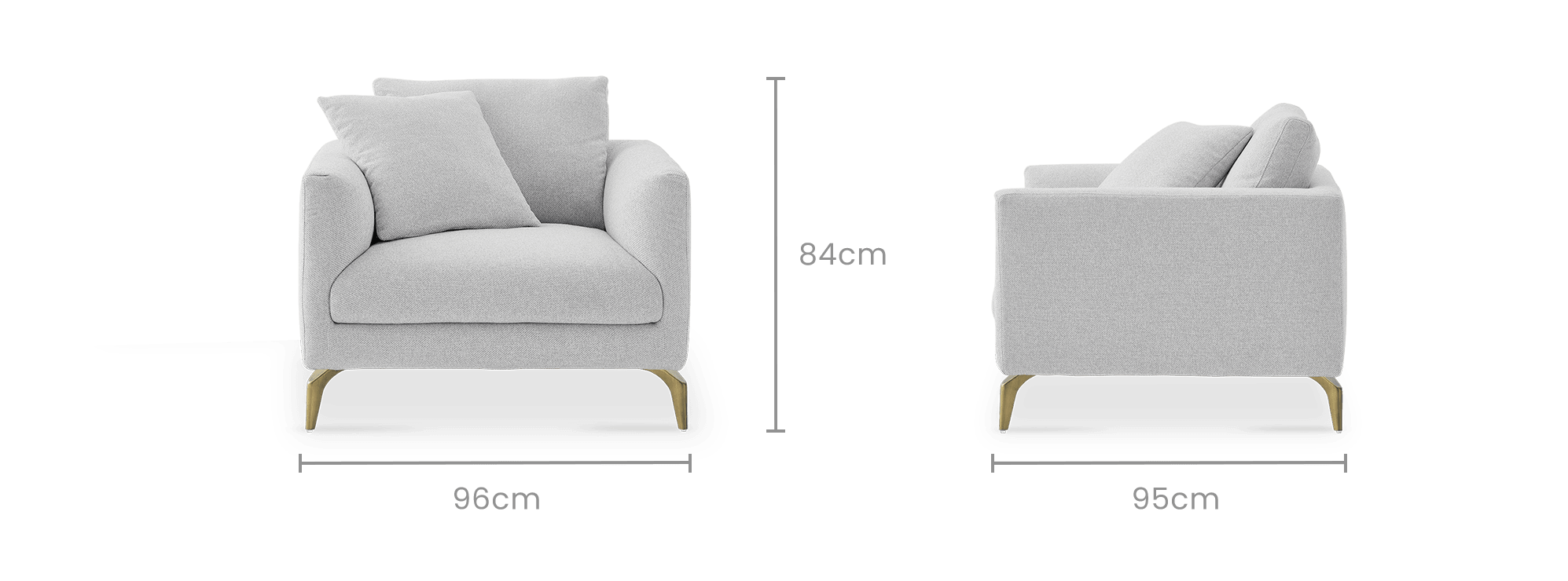 dimension of Lena Performance Fabric Armchair