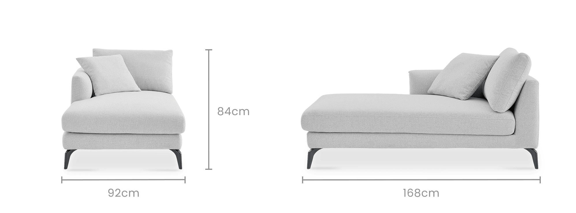 dimension of Lena Performance Fabric Left Chaise Sofa
