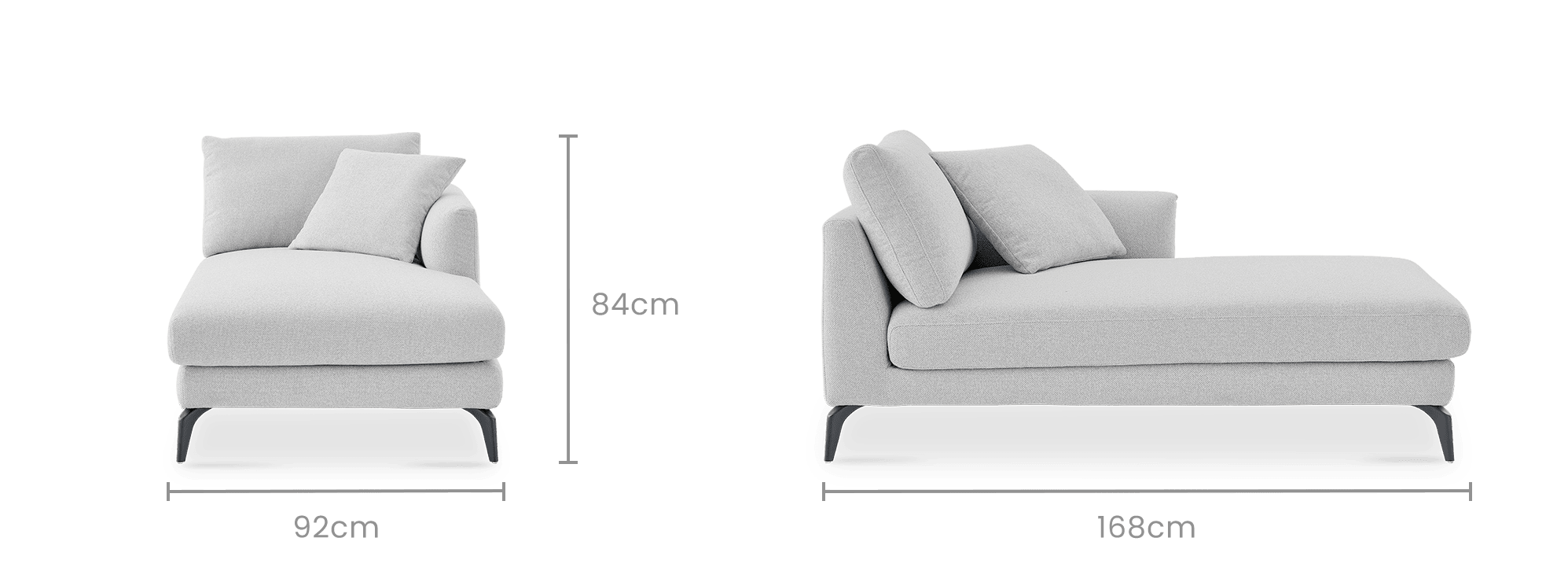 dimension of Lena Performance Fabric Right Chaise Sofa