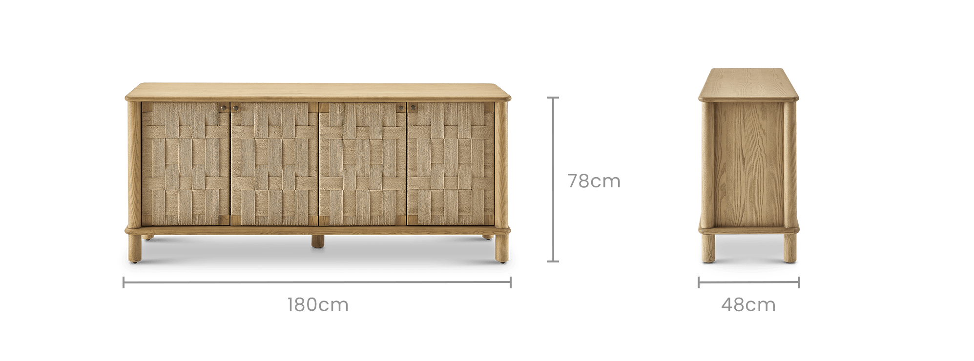 dimension of Ashen Papercord Sideboard