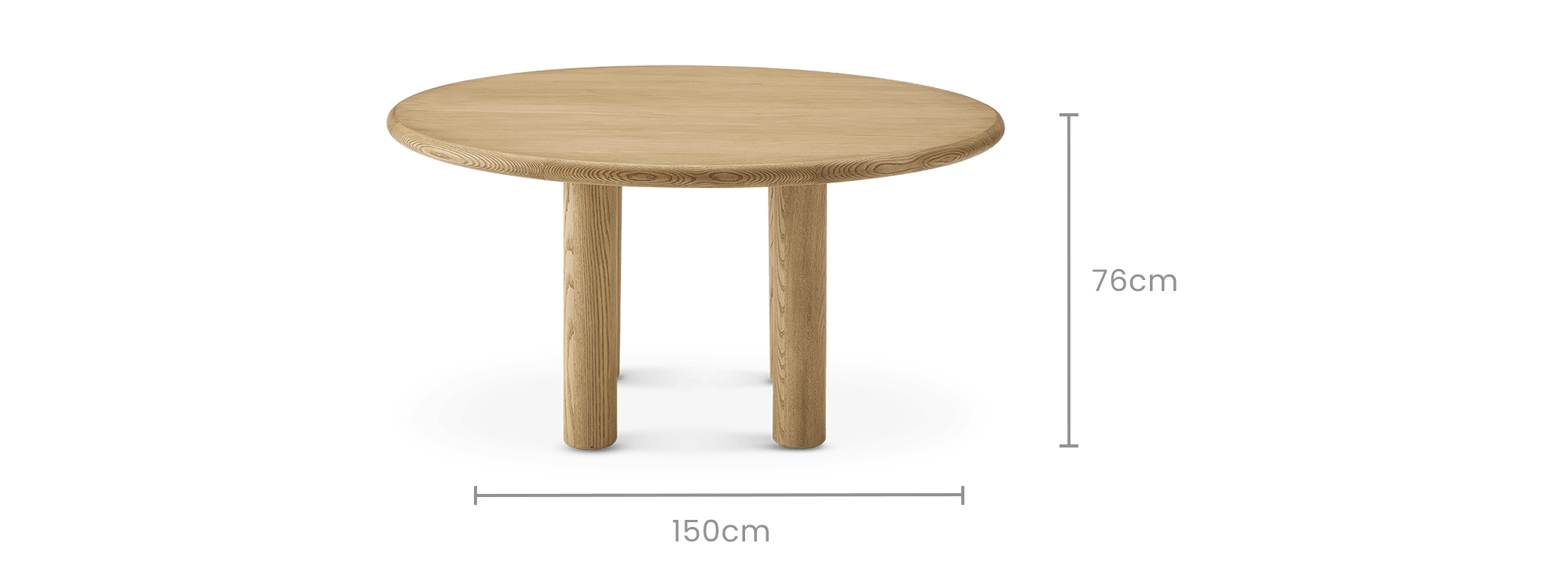 dimension of Ashen Round Dining Table
