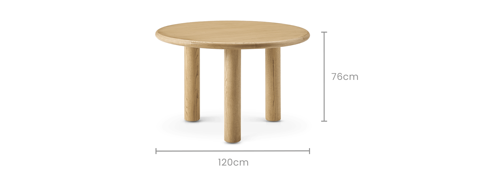 dimension of Ashen Round Dining Table