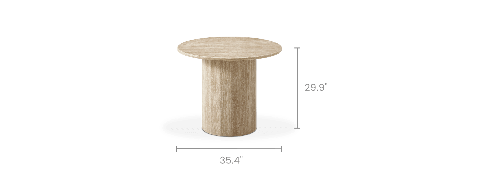 dimension of Belmont Travertine Round Dining Table