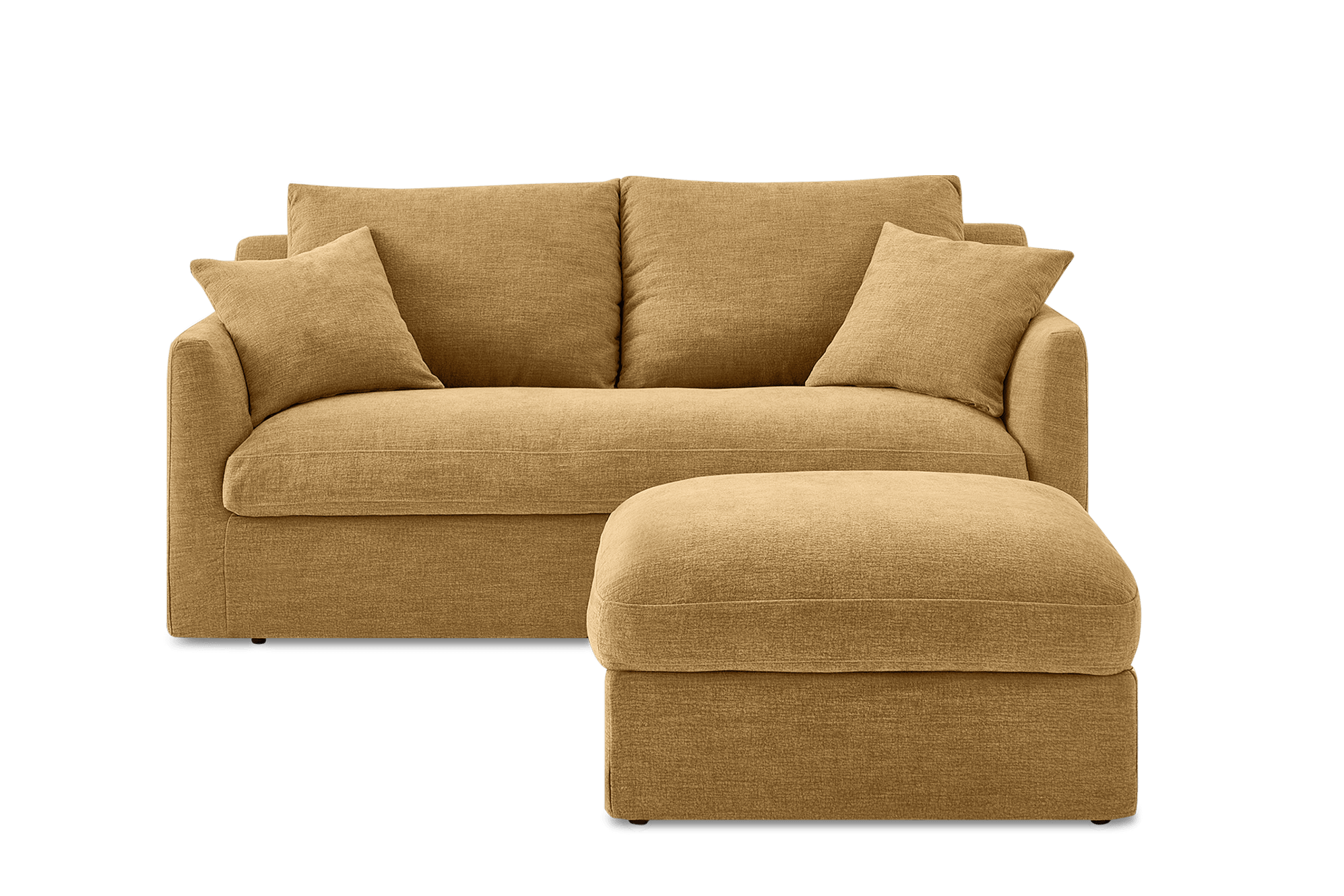 Agnes Slipcover Storage Loveseat with Ottoman, (Sadie) Mustard Brown