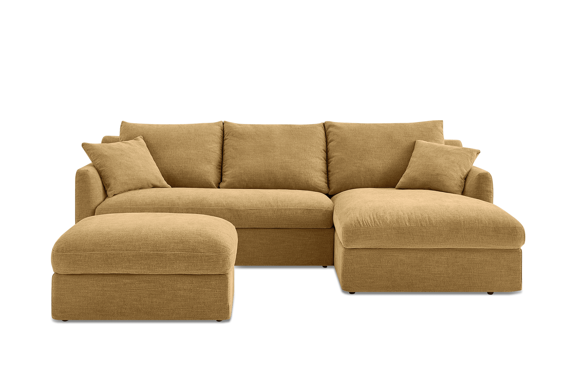 Agnes Slipcover Storage Chaise Sectional Sofa Right Facing with Ottoman, (Sadie) Mustard Brown