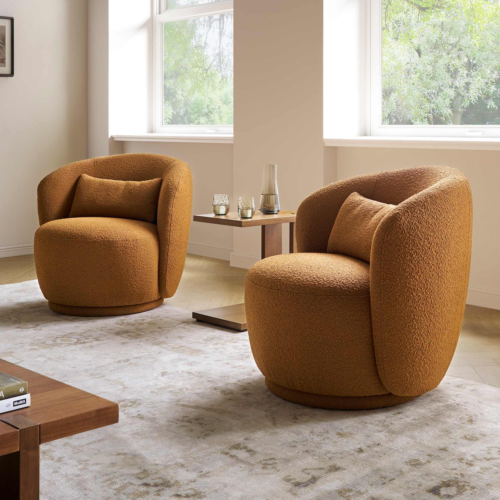 Avery Swivel Armchair, (Performance Infinity Boucle) Ginger lifestyle
