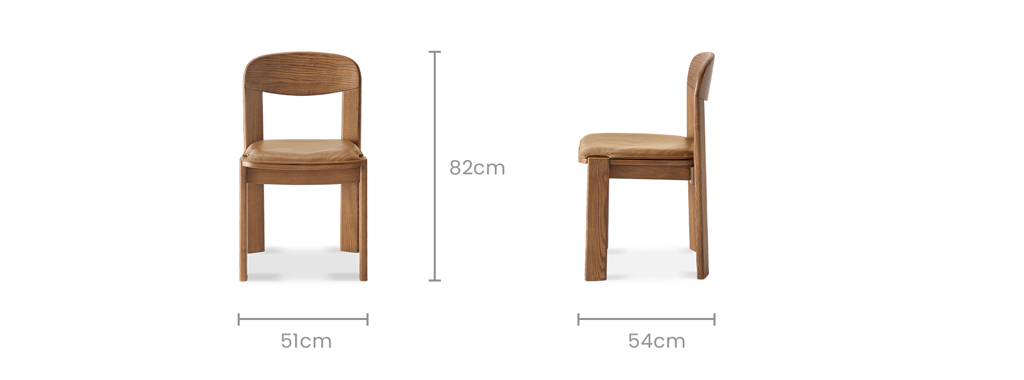 dimension of Anya Leather Dining Chair Set