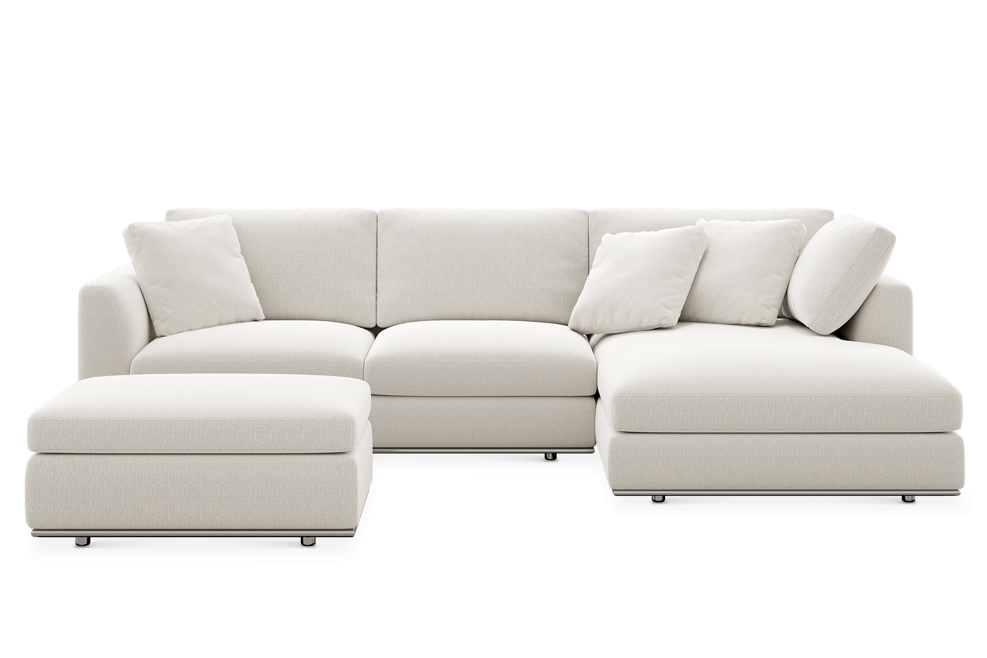 Hamilton Chaise Sectional Sofa Right Facing with Storage Ottoman, (Performance Marcel) Brilliant White