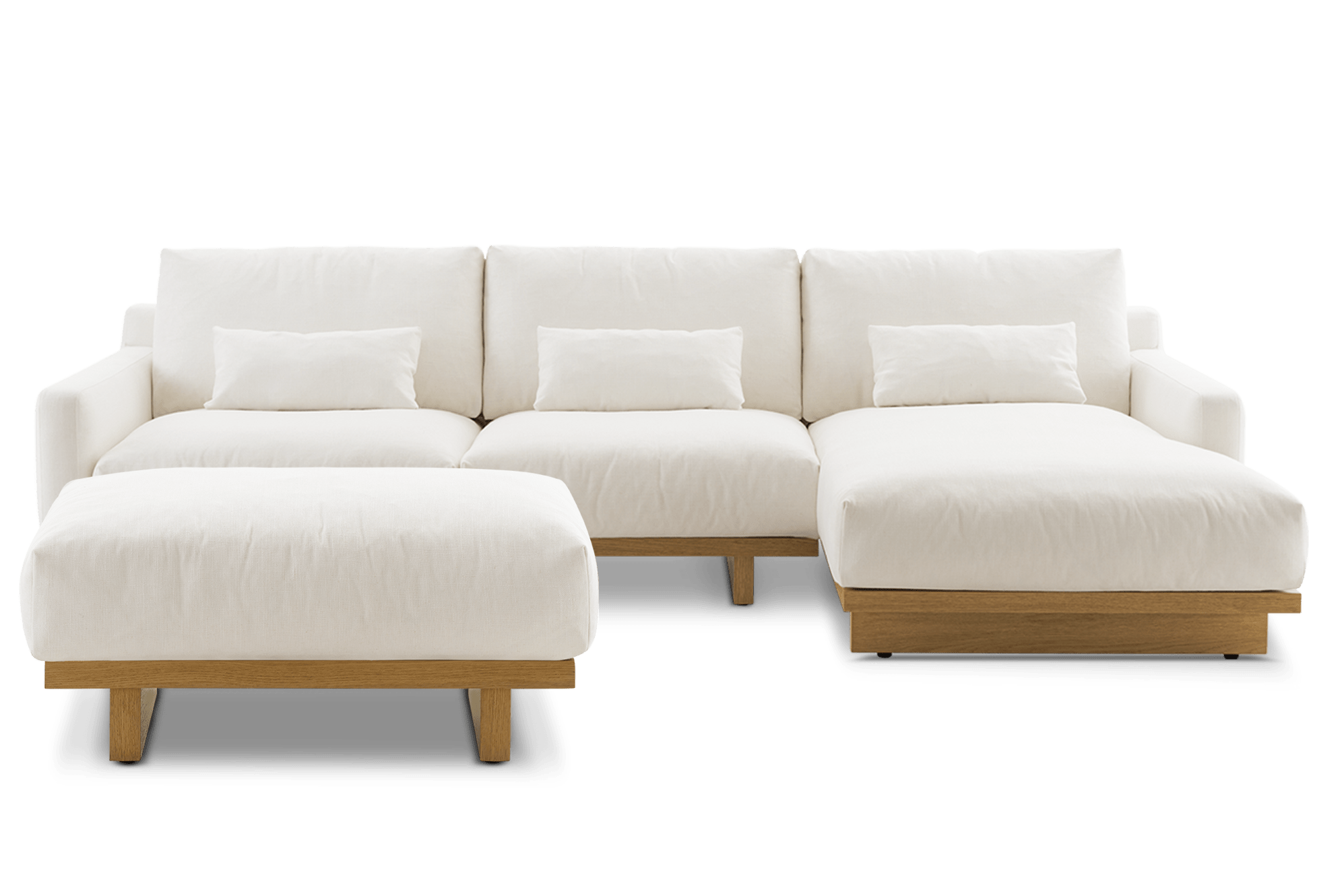 Mori Chaise Sectional Sofa Right Facing with Ottoman, (Performance Genova) Alpine (Natural)