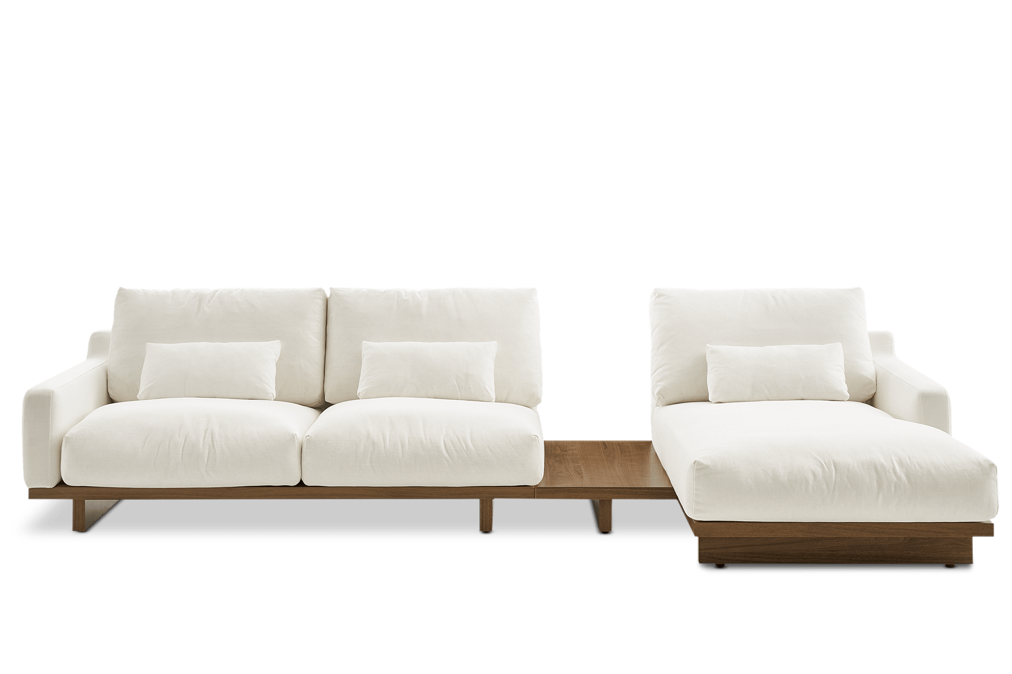 Mori Chaise Sofa Right Facing with Side Table, (Performance Genova) Alpine (Walnut)