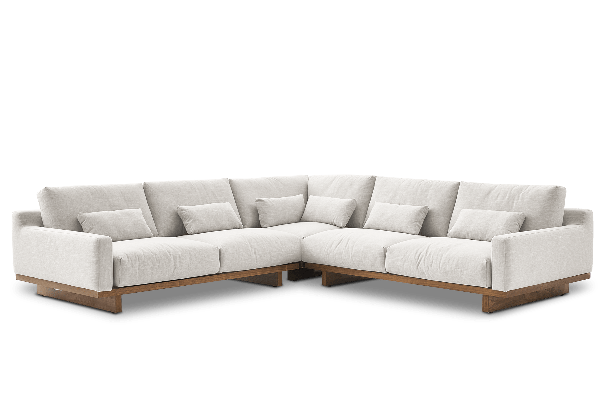 Mori L-Shaped Sectional Couch, (Performance Genova) Oat (Walnut)