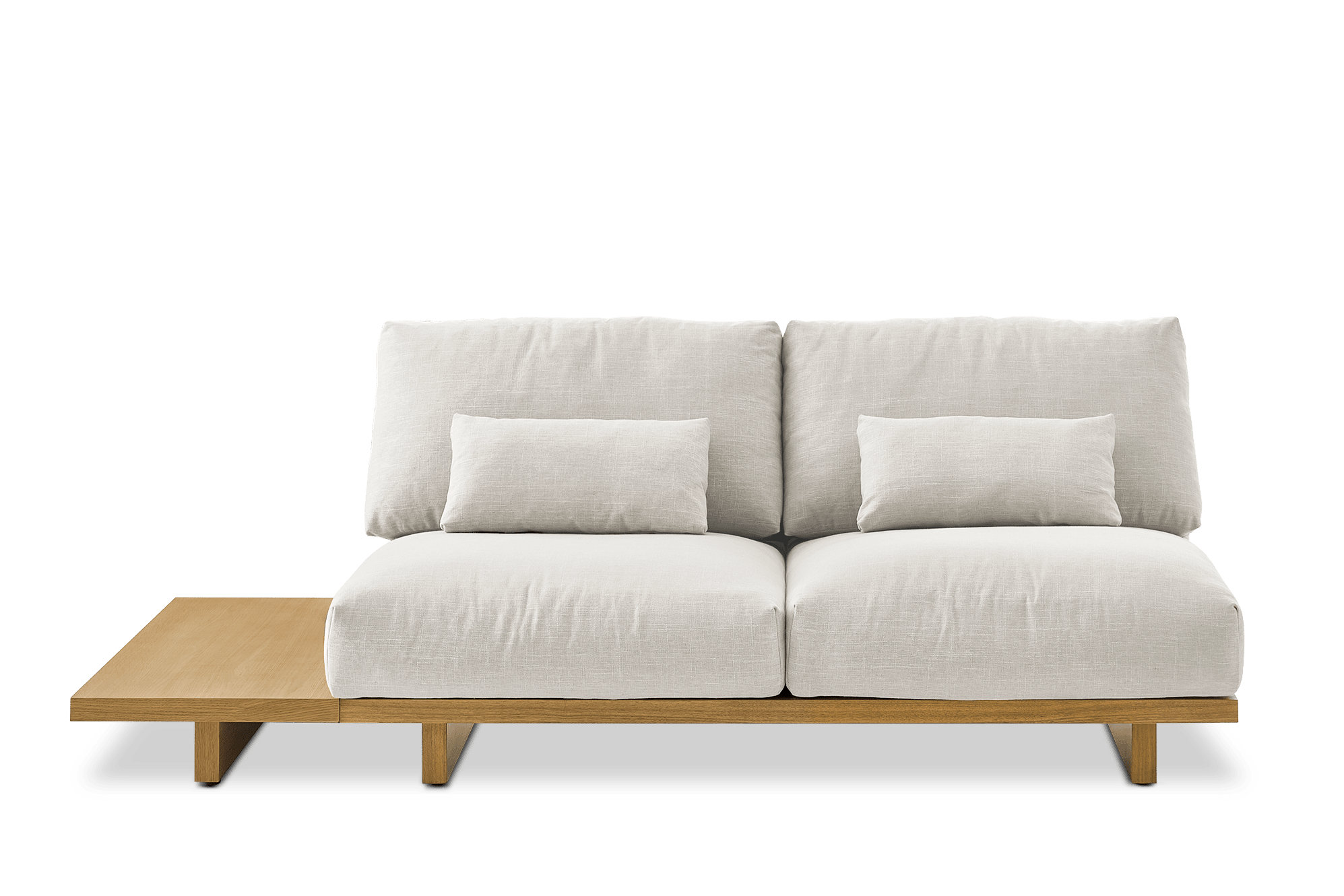 Mori 2 Seater Armless Sofa with Side Table, (Performance Linen Weave) Sand (Natural)