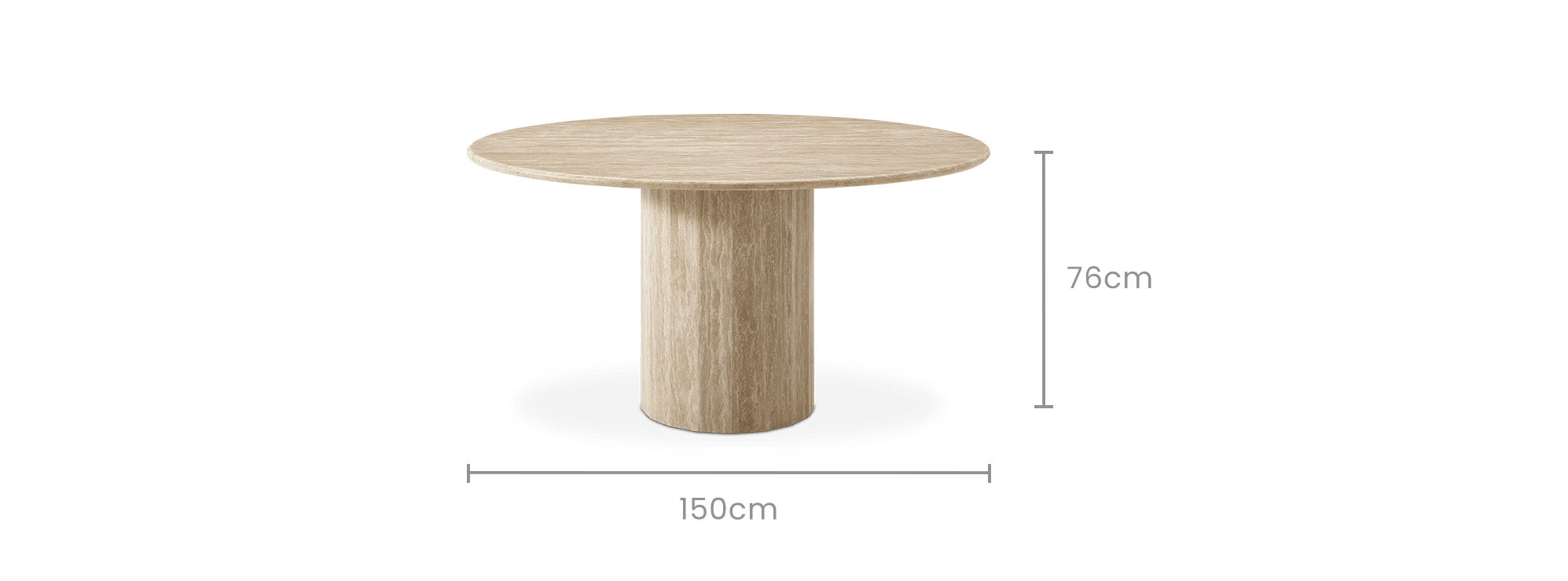 dimension of Belmont Travertine Round Dining Table