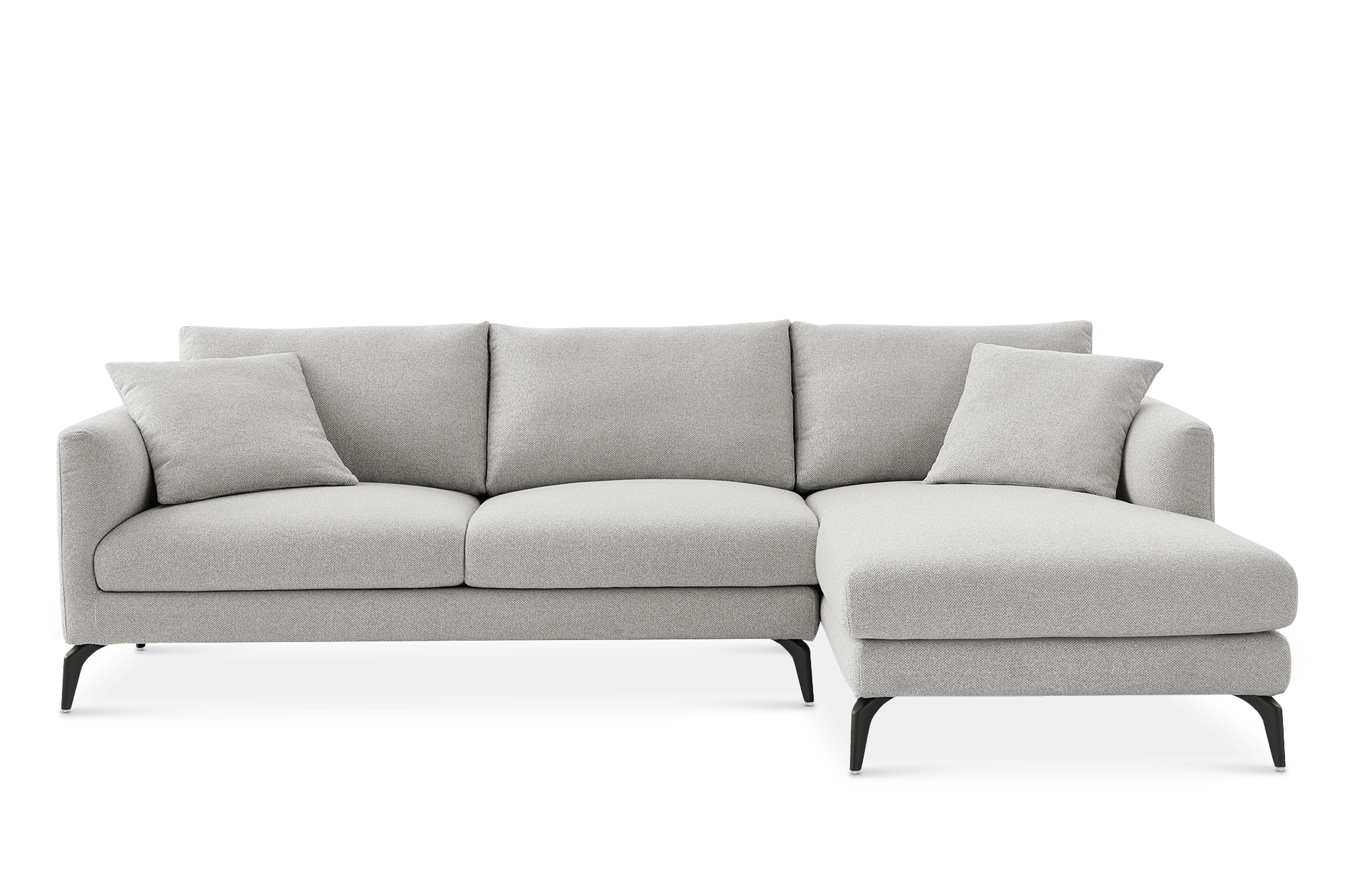 Lena Chaise Sectional Sofa Right Facing, (Performance Hugo) Greige (Matte Black Legs)