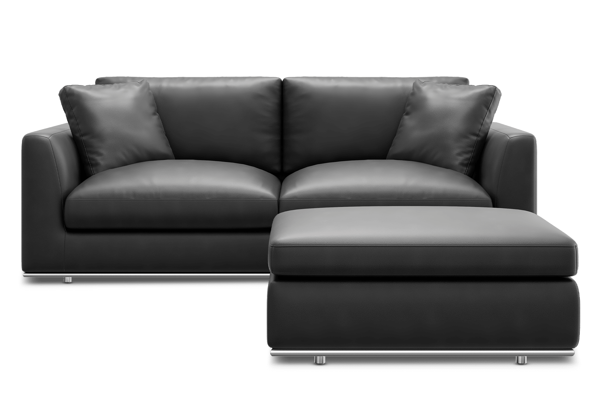 Hamilton Leather 3 Seater Sofa with Storage Ottoman, (Marche) Graphite