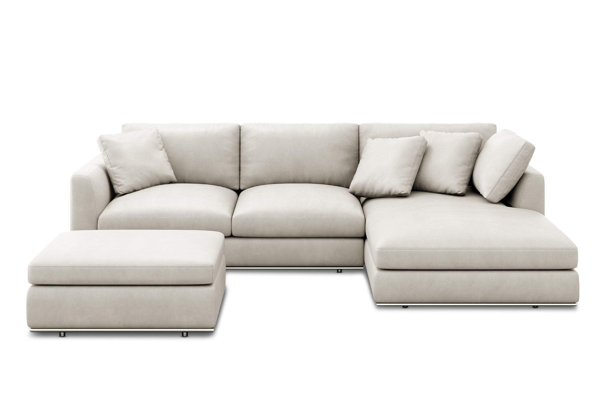 Hamilton Leather Chaise Sectional Sofa with Storage Ottoman 1
