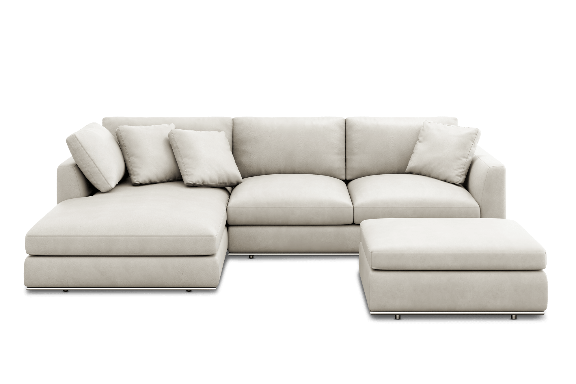 Hamilton Leather Chaise Sectional Sofa with Storage Ottoman 1